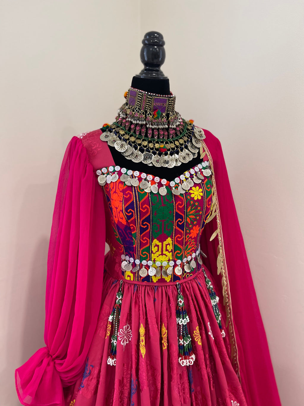 Nelofar Afghan Kuchi Dress- pink