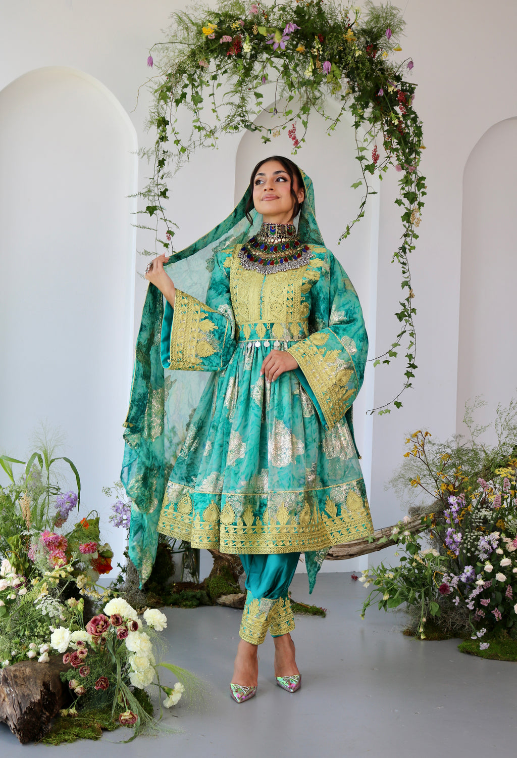 Farah Afghan Kuchi Dress (blue)