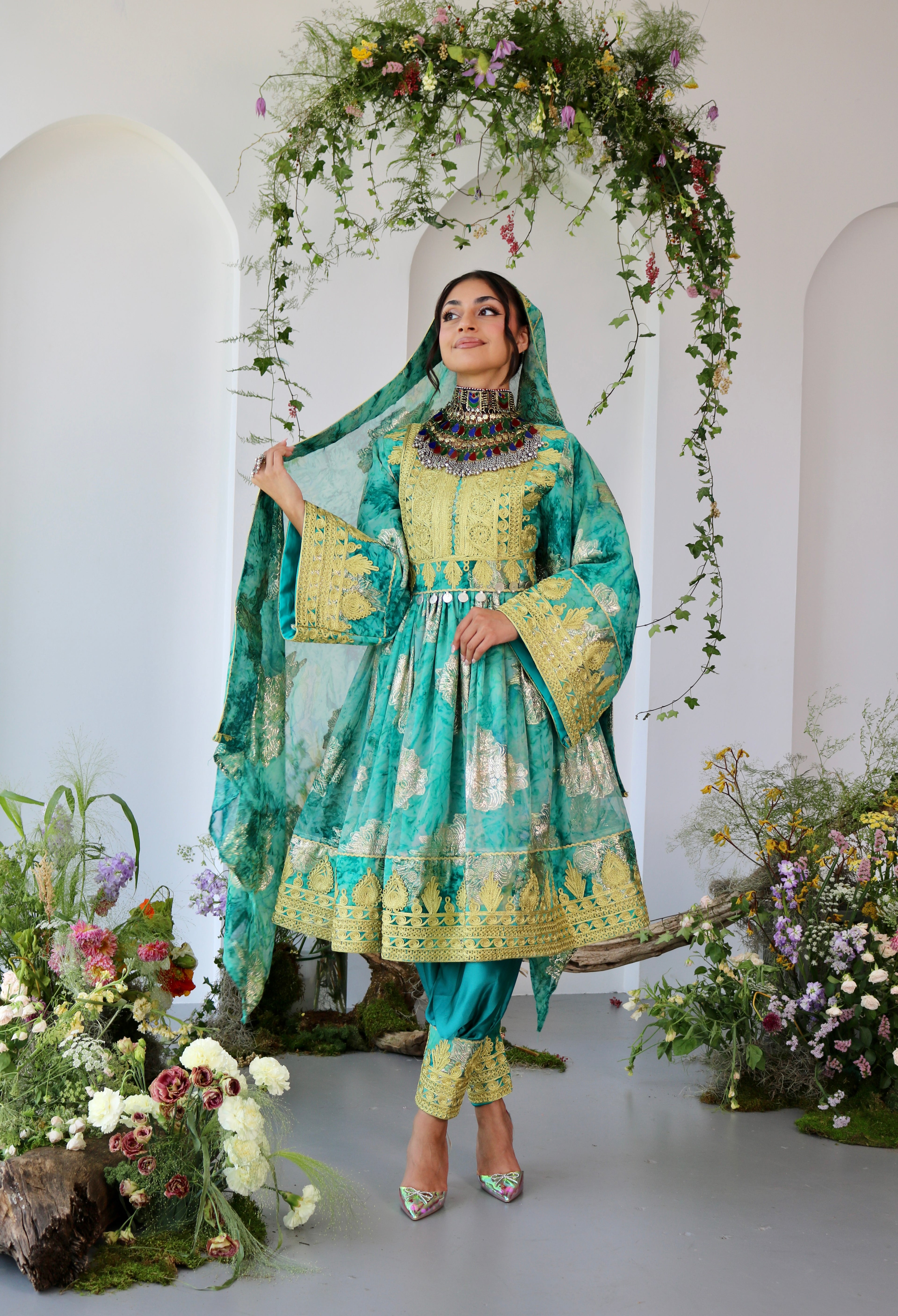 Farah Afghan Kuchi Dress (blue)