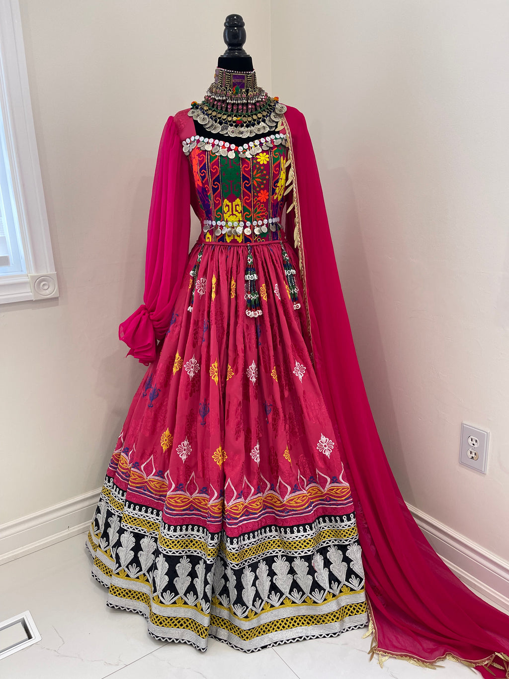 Nelofar Afghan Kuchi Dress- pink