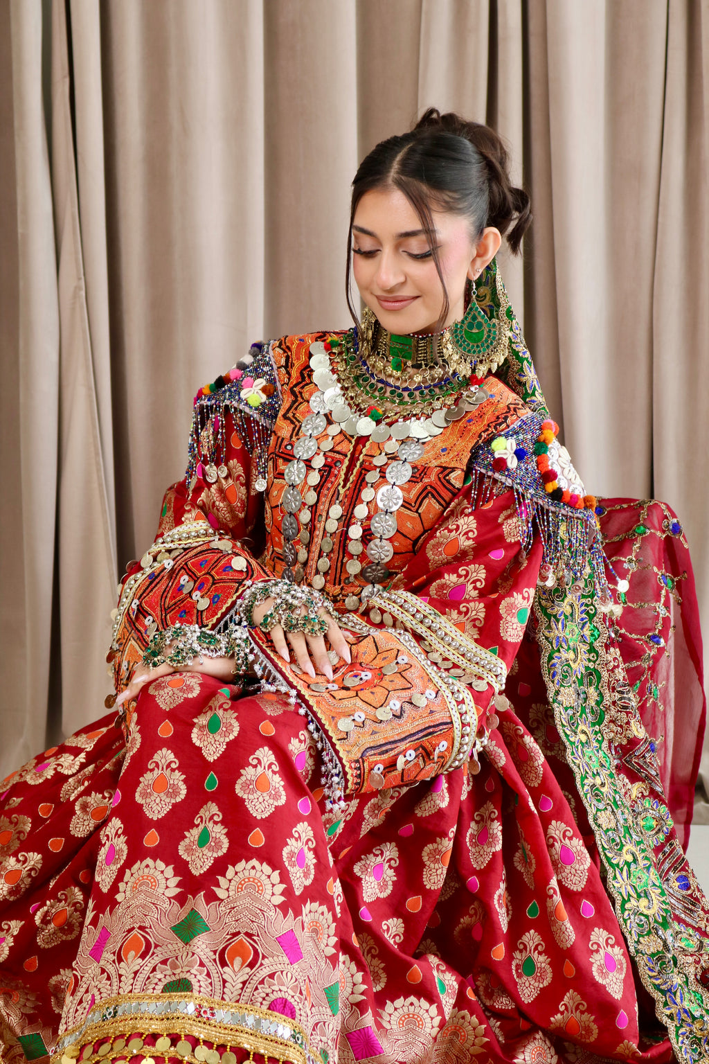 Mursal Afghan Kuchi Dress (maroon)