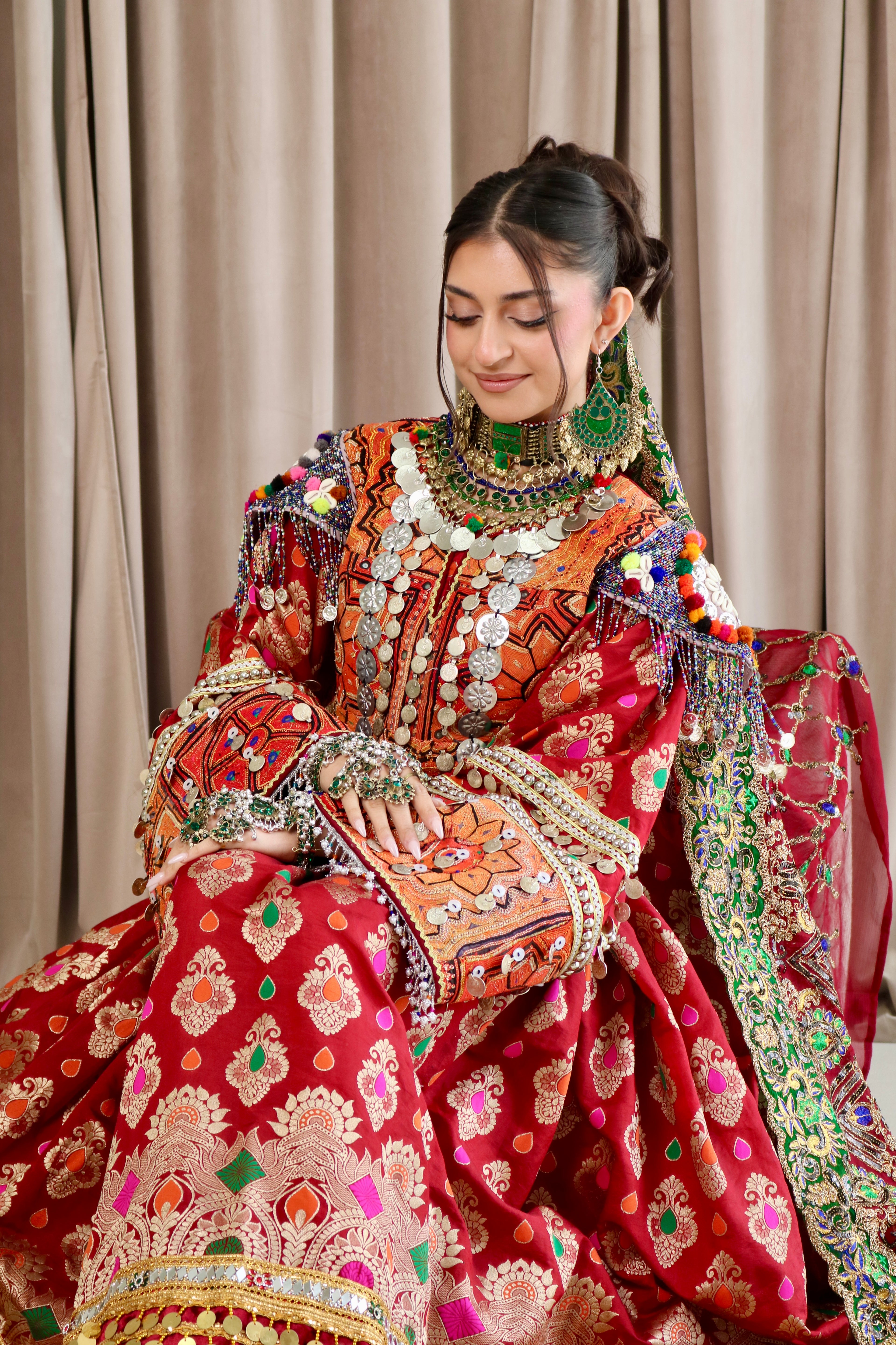 Mursal Afghan Kuchi Dress (maroon)