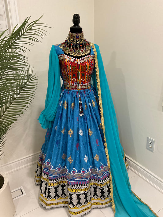Nelofar Afghan Kuchi Dress - Blue