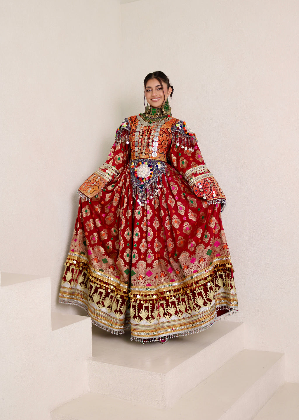 Mursal Afghan Kuchi Dress (maroon)