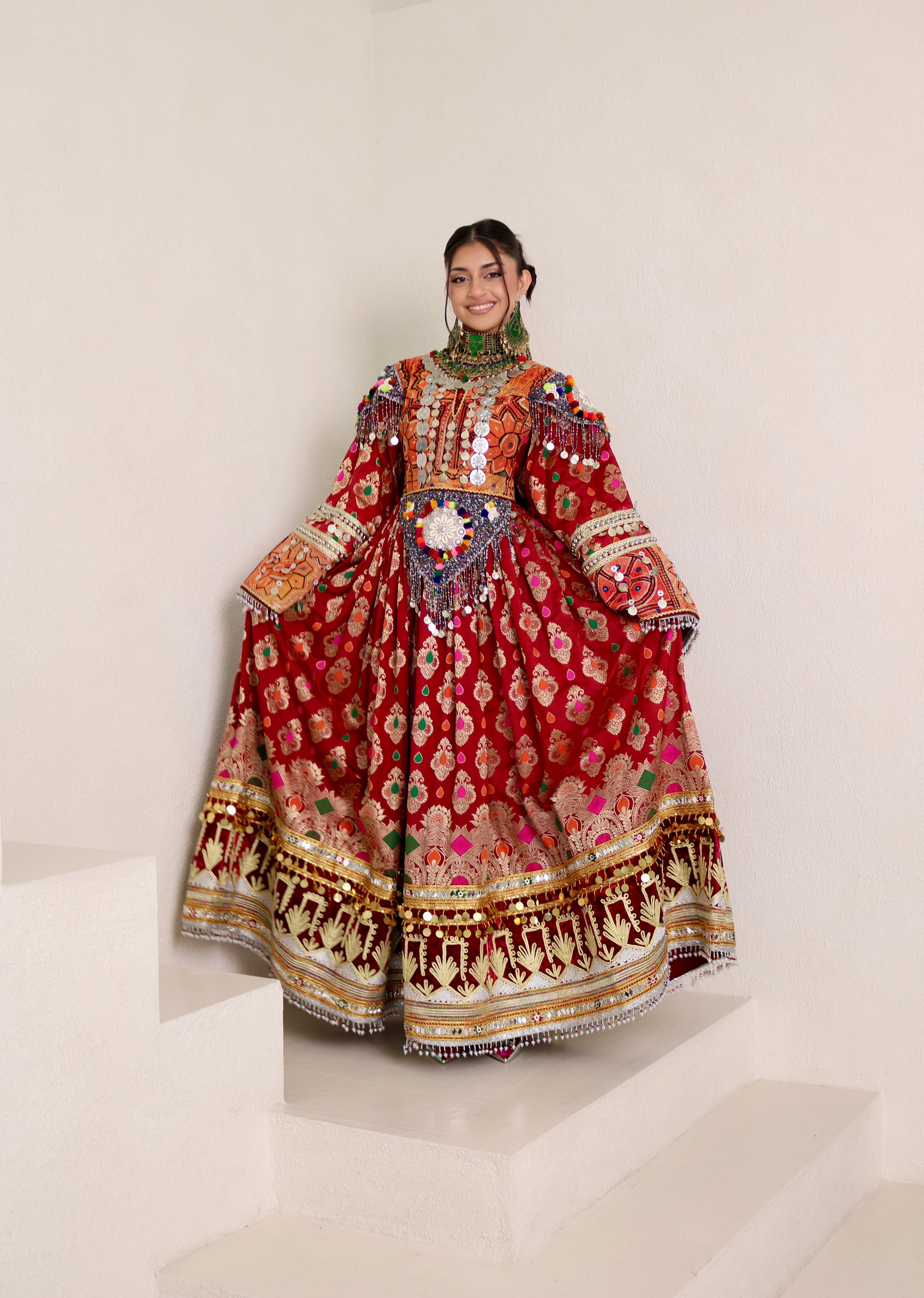 Mursal Afghan Kuchi Dress (maroon)