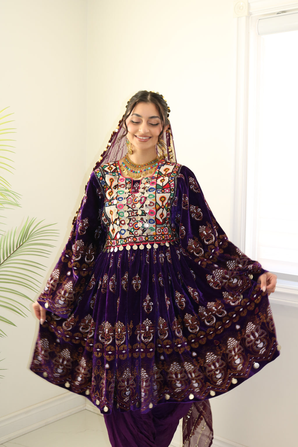 Wahida Afghan Kuchi Dress (purple)