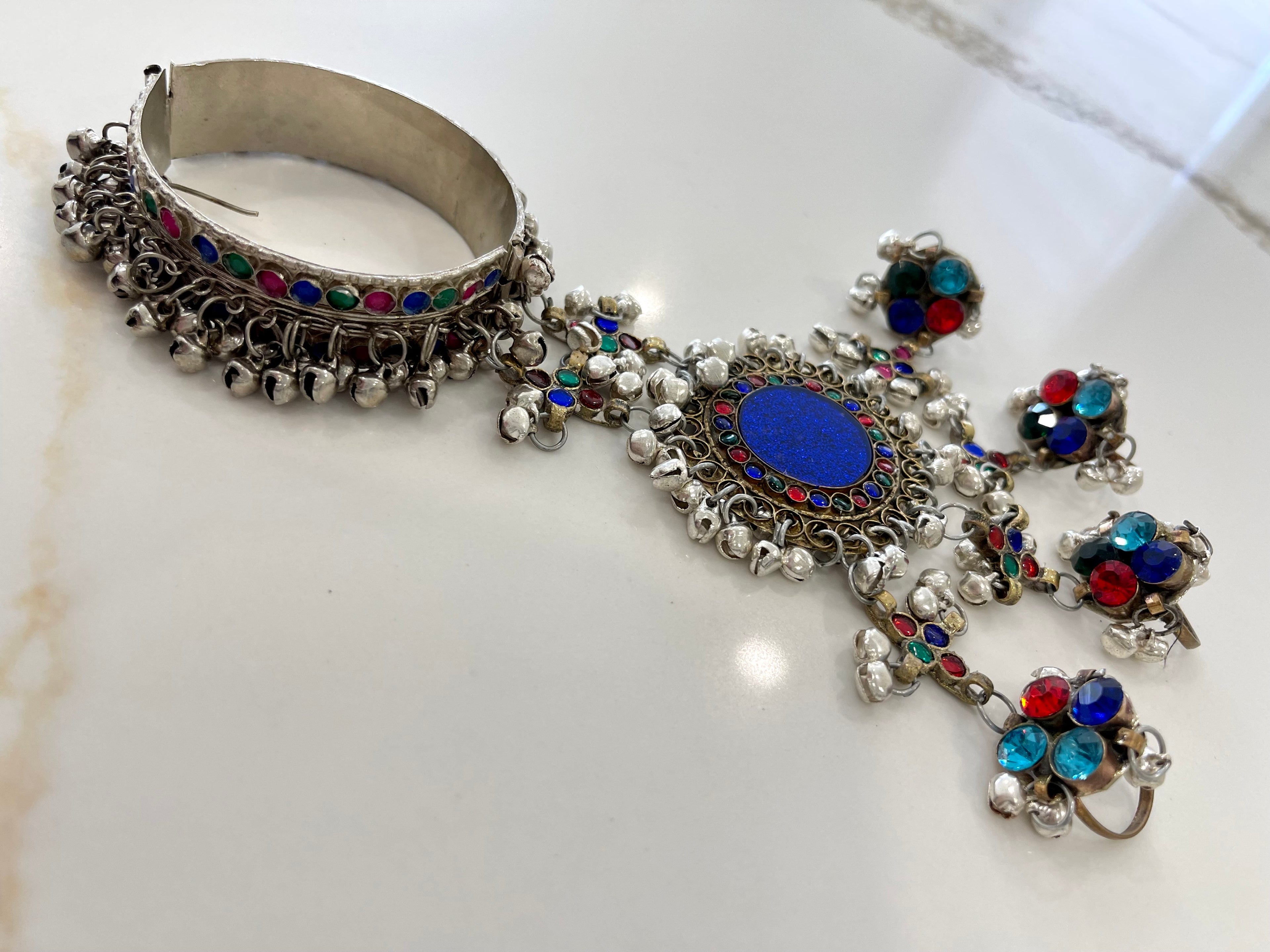 Afghan Handmade Bangle Cuff Bangles With multicolour finger Rings