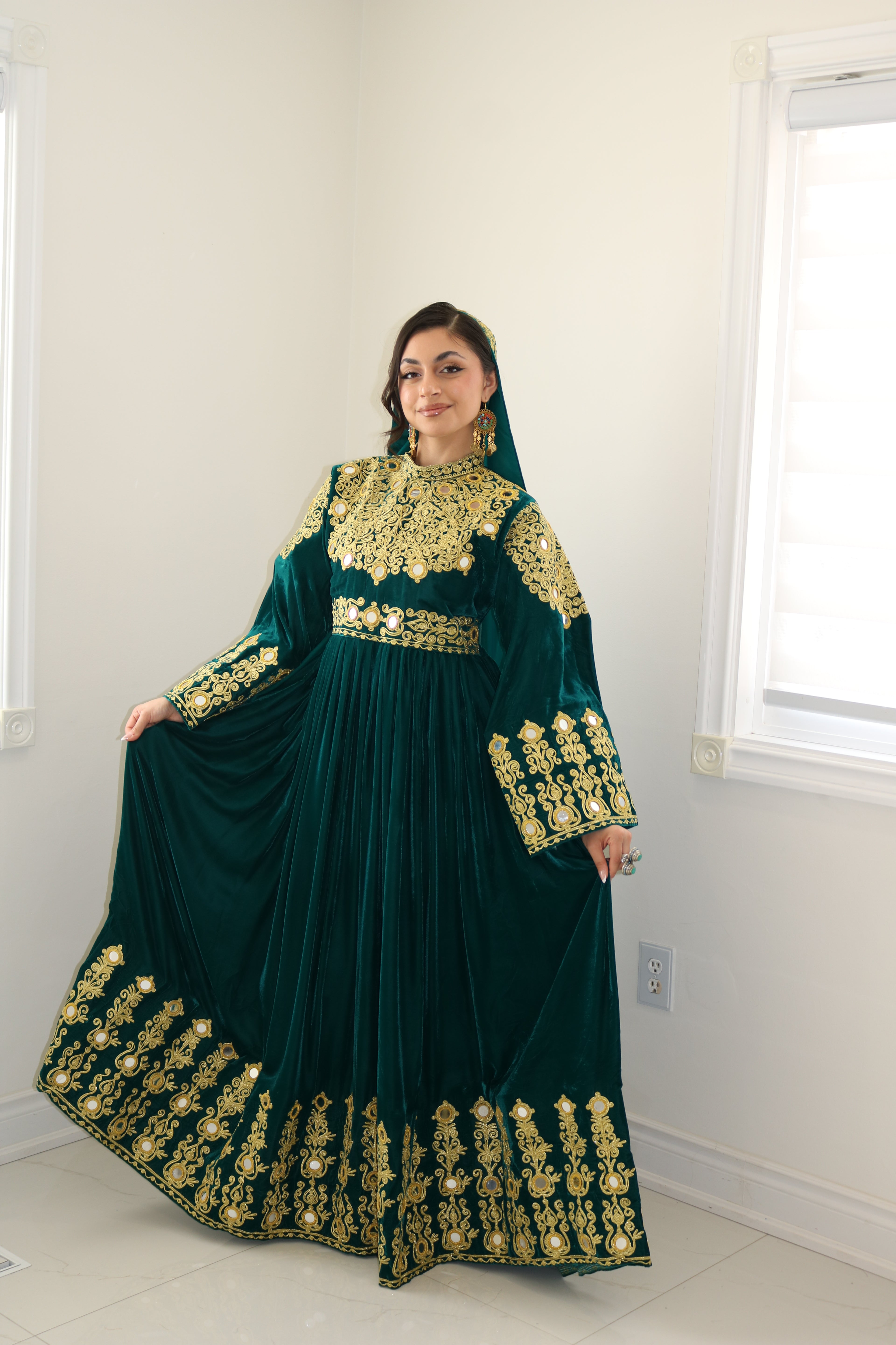 Sahar Afghan Kuchi Dress (sea green)