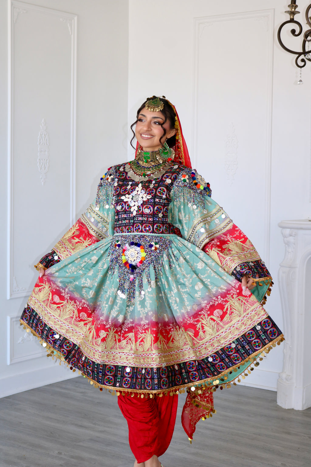 Afghan Kuchi Dress (blue/red)