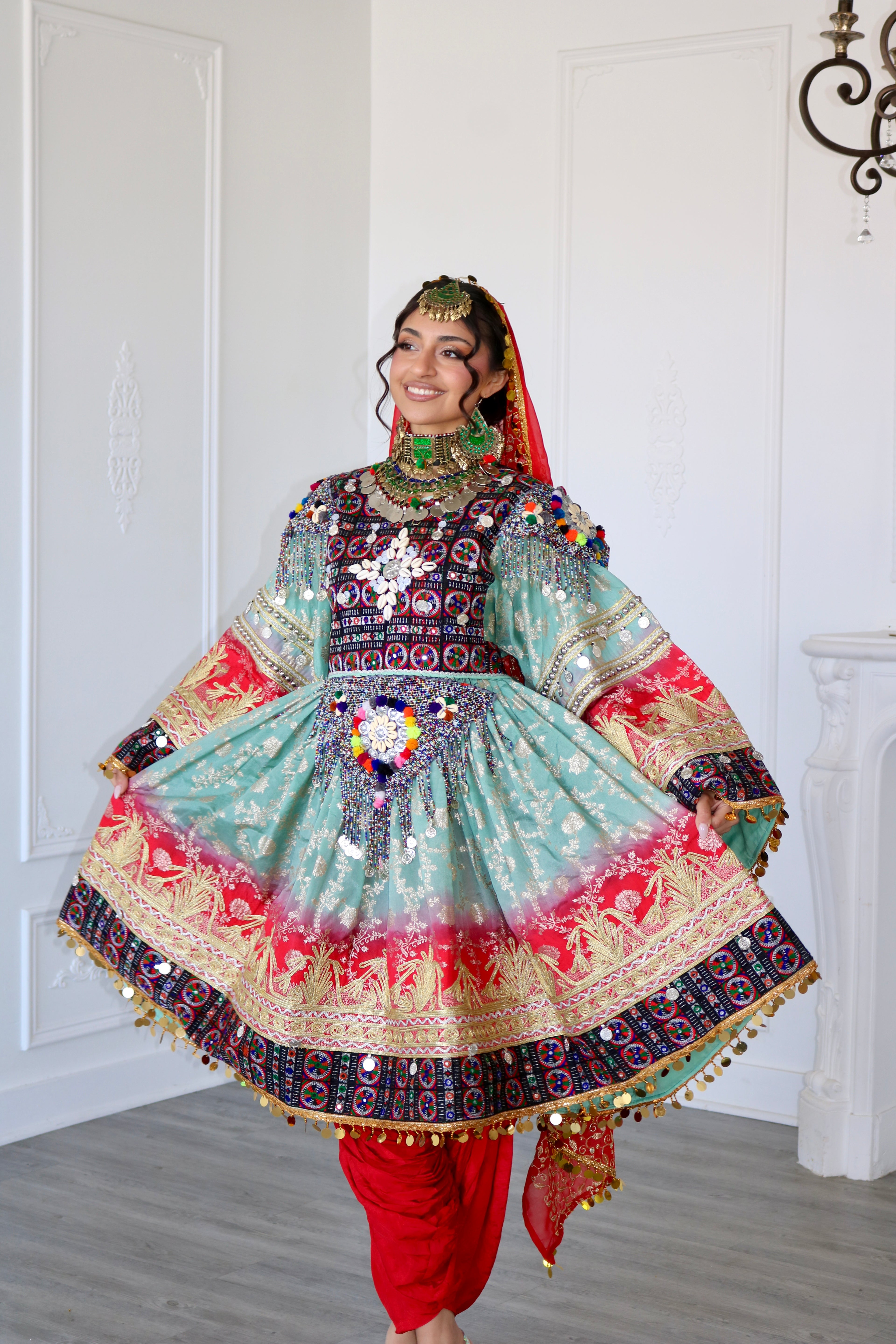 Afghan Kuchi Dress (blue/red)