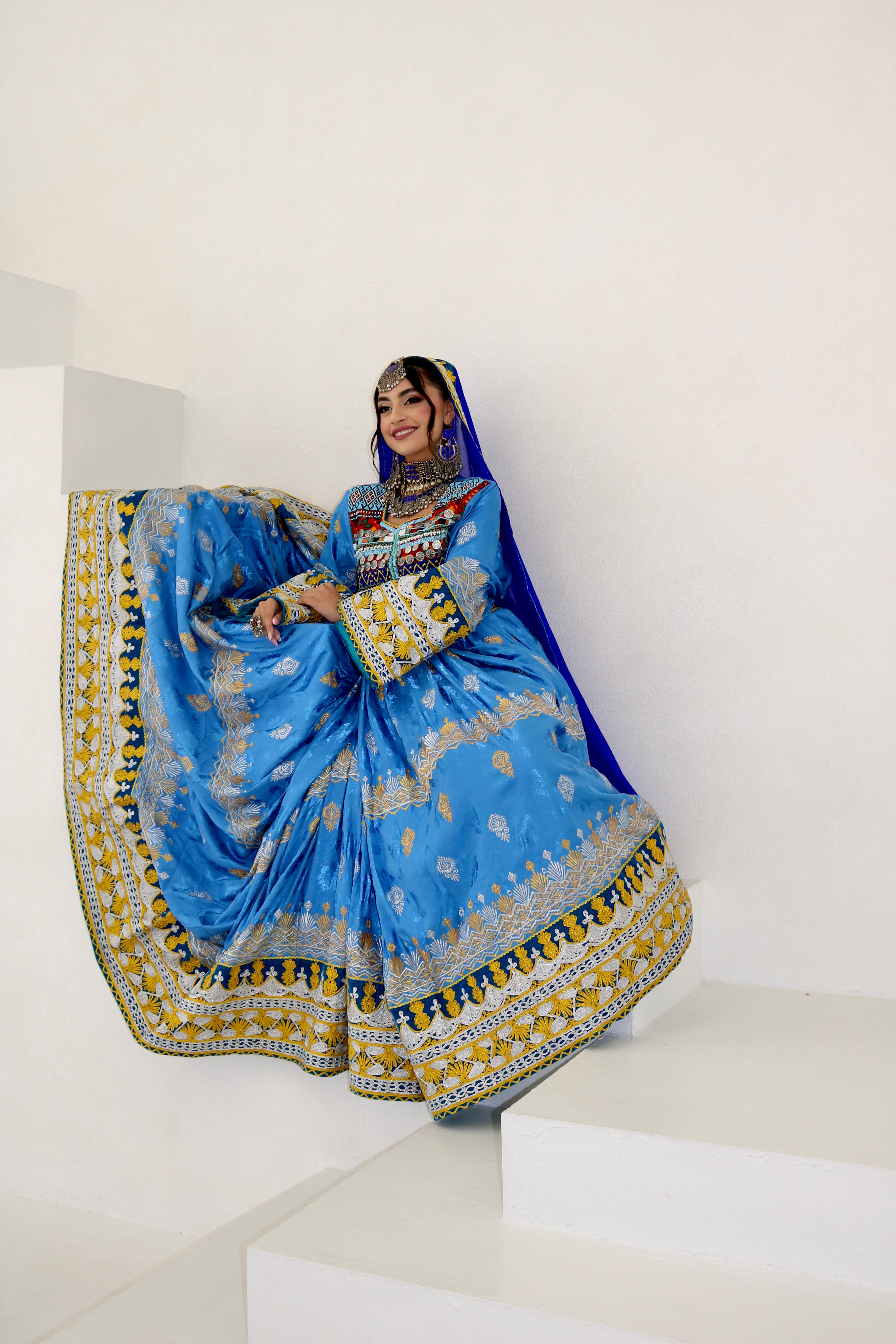 Zarmina Afghan Kuchi Dress (blue)