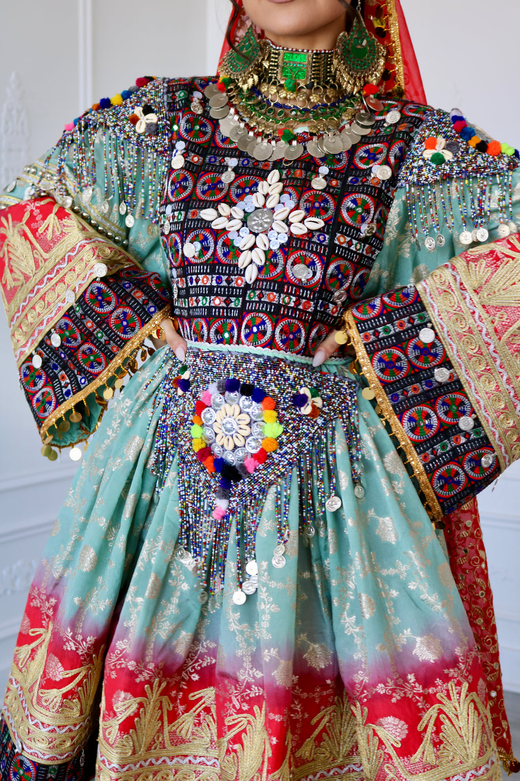Afghan Kuchi Dress (blue/red)
