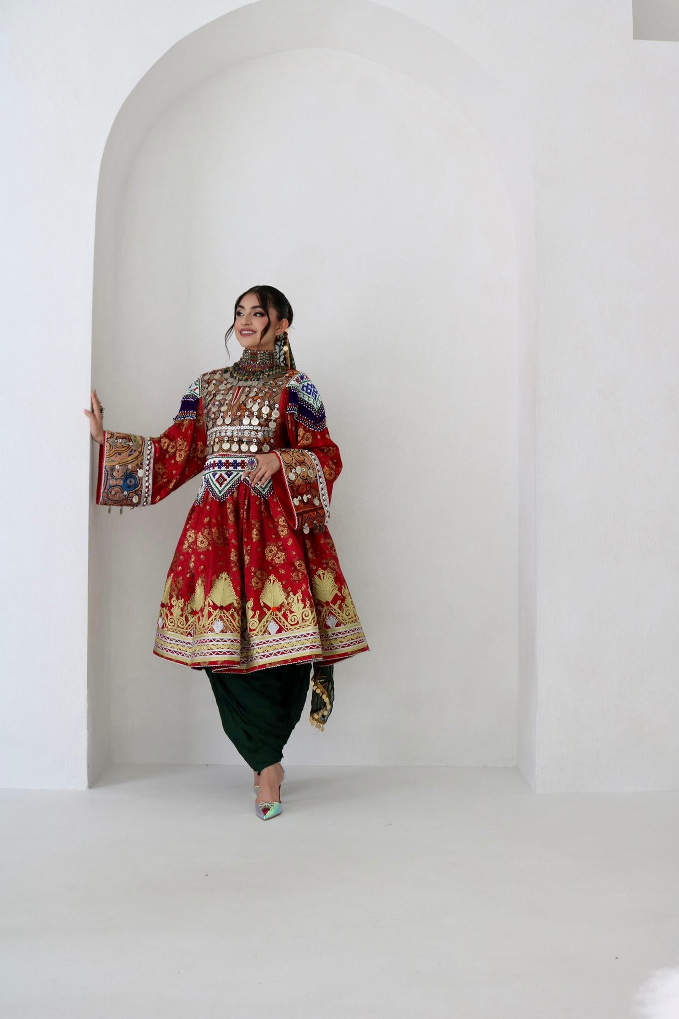 Farzana Afghan Kuchi Dress (red)