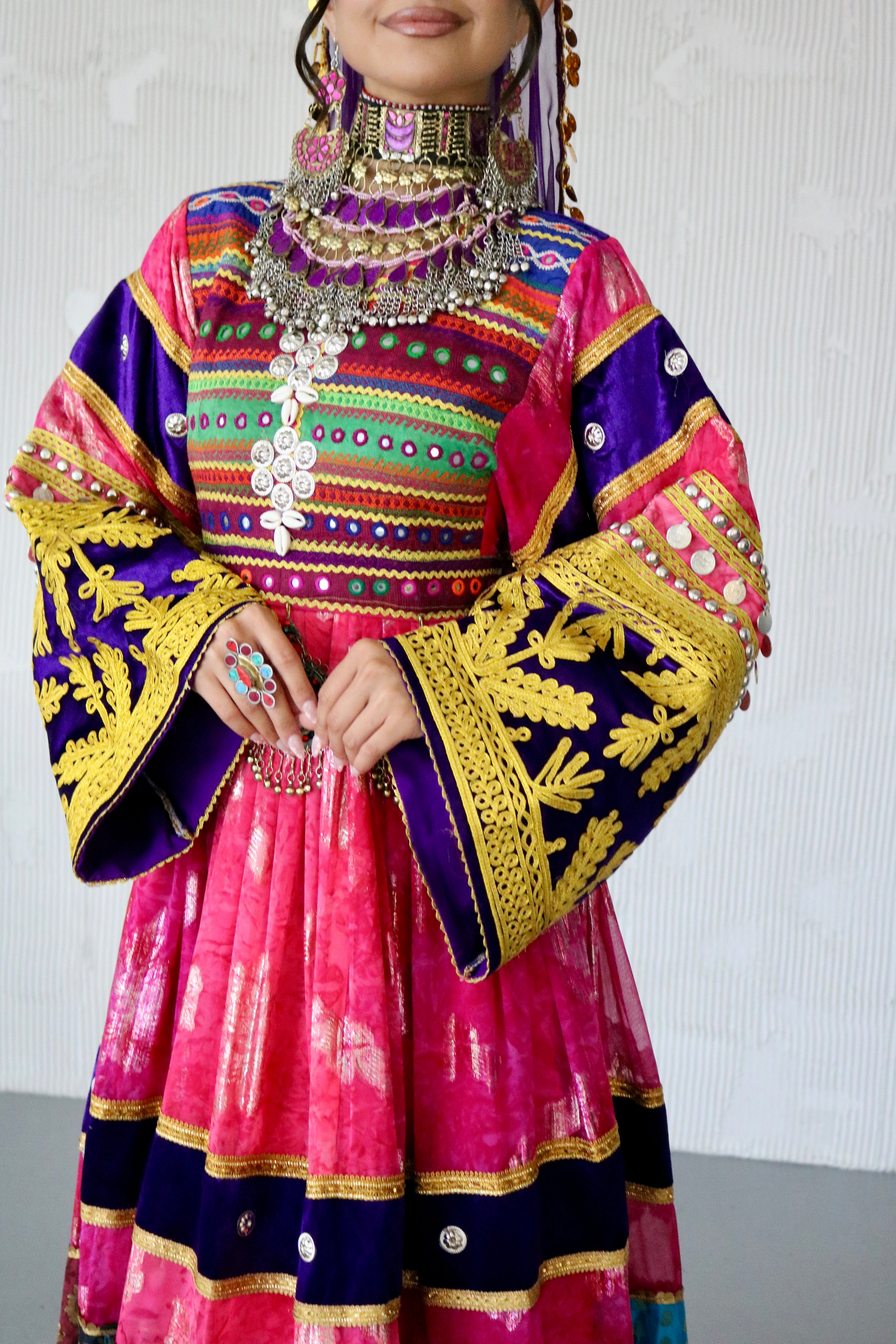 Layma Afghan Kuchi Dress(pink/purple)