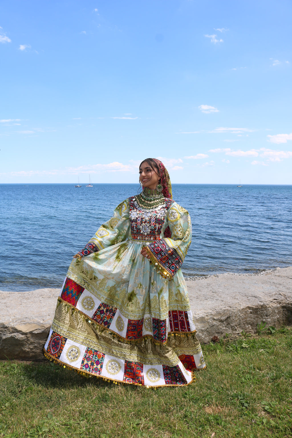 Afghan Kuchi Dress (olive green)
