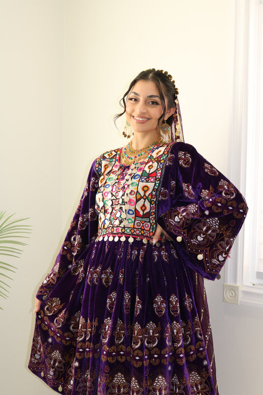 Wahida Afghan Kuchi Dress (purple)