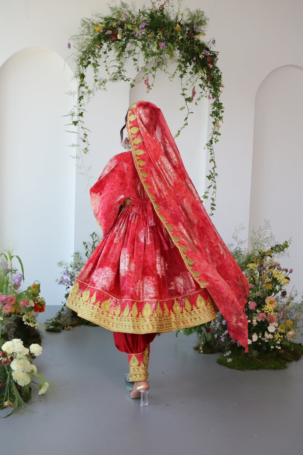 Farah Afghan Kuchi Dress (red)
