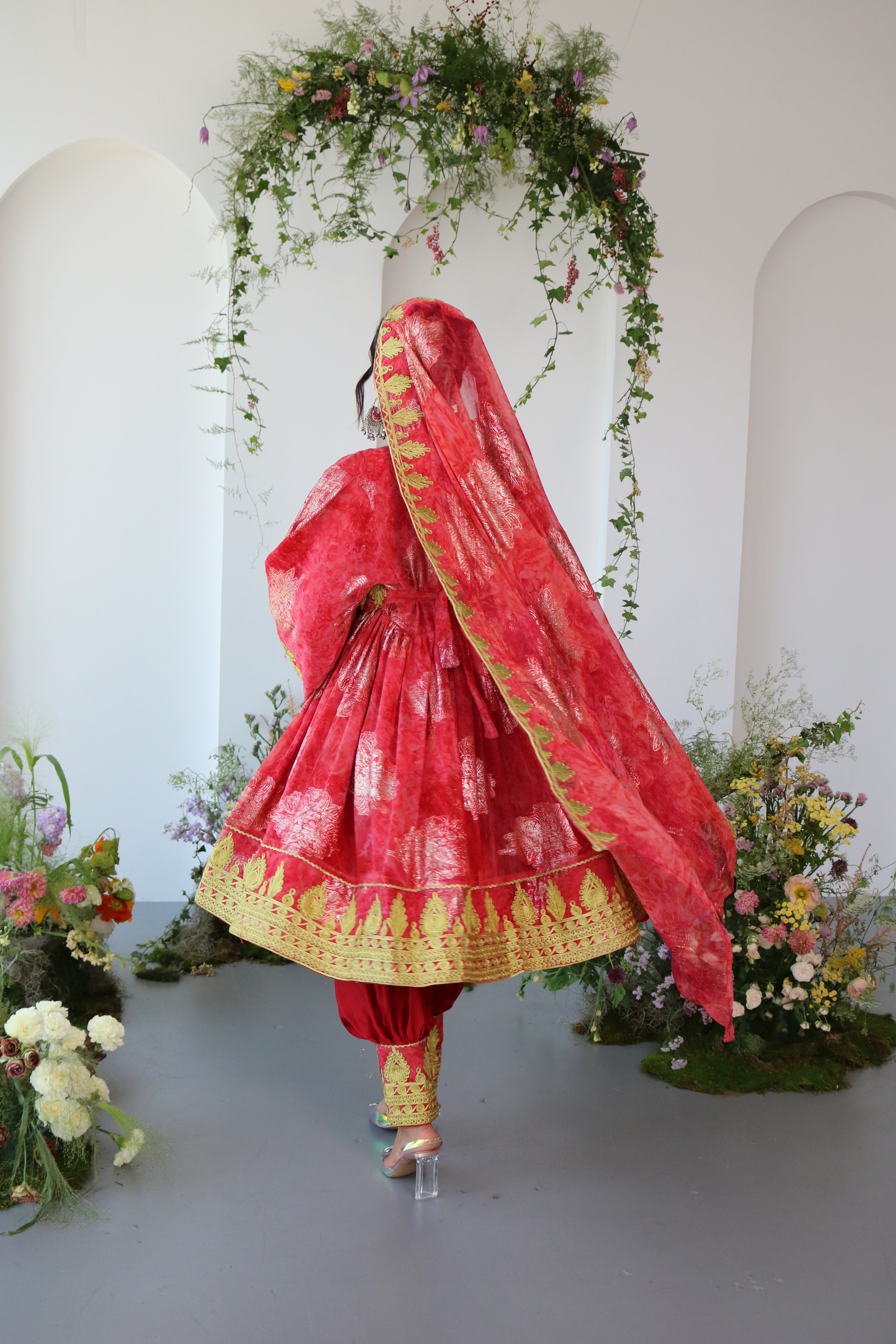 Farah Afghan Kuchi Dress (red)