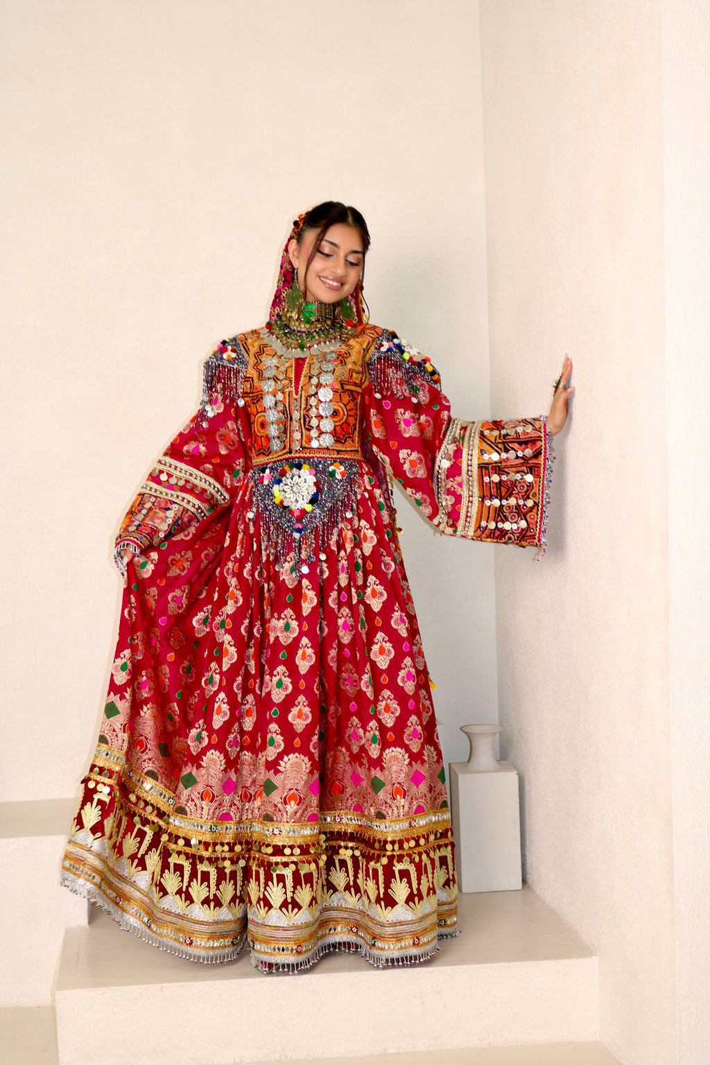 Mursal Afghan Kuchi Dress (hot pink)