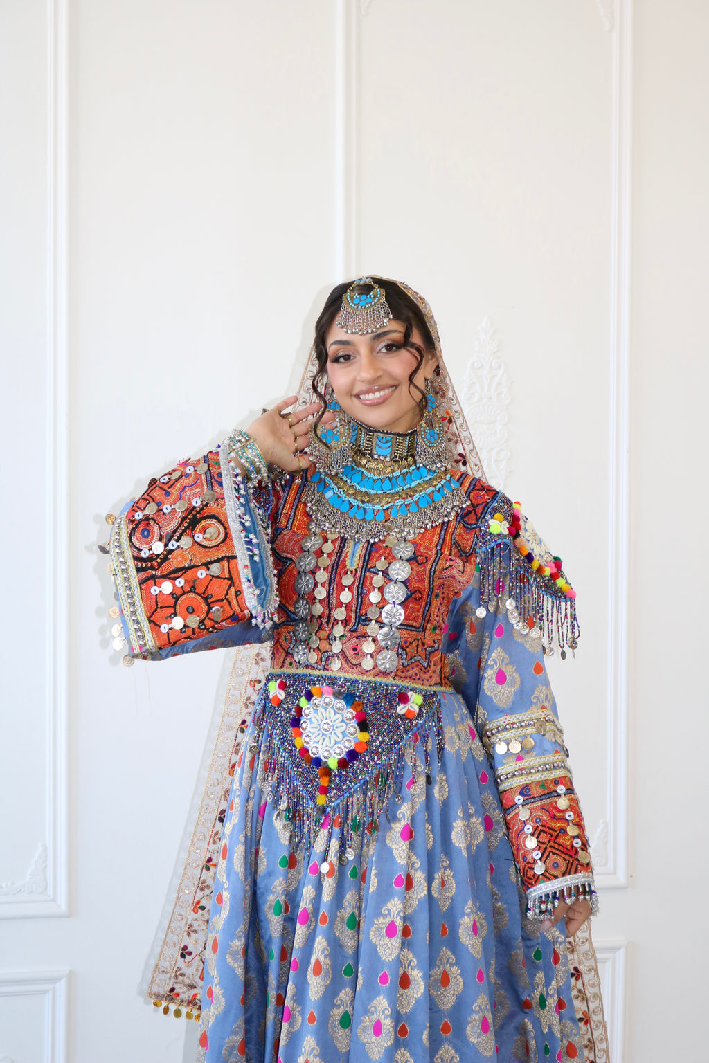 Mursal Afghan Kuchi Dress (blue/gray)