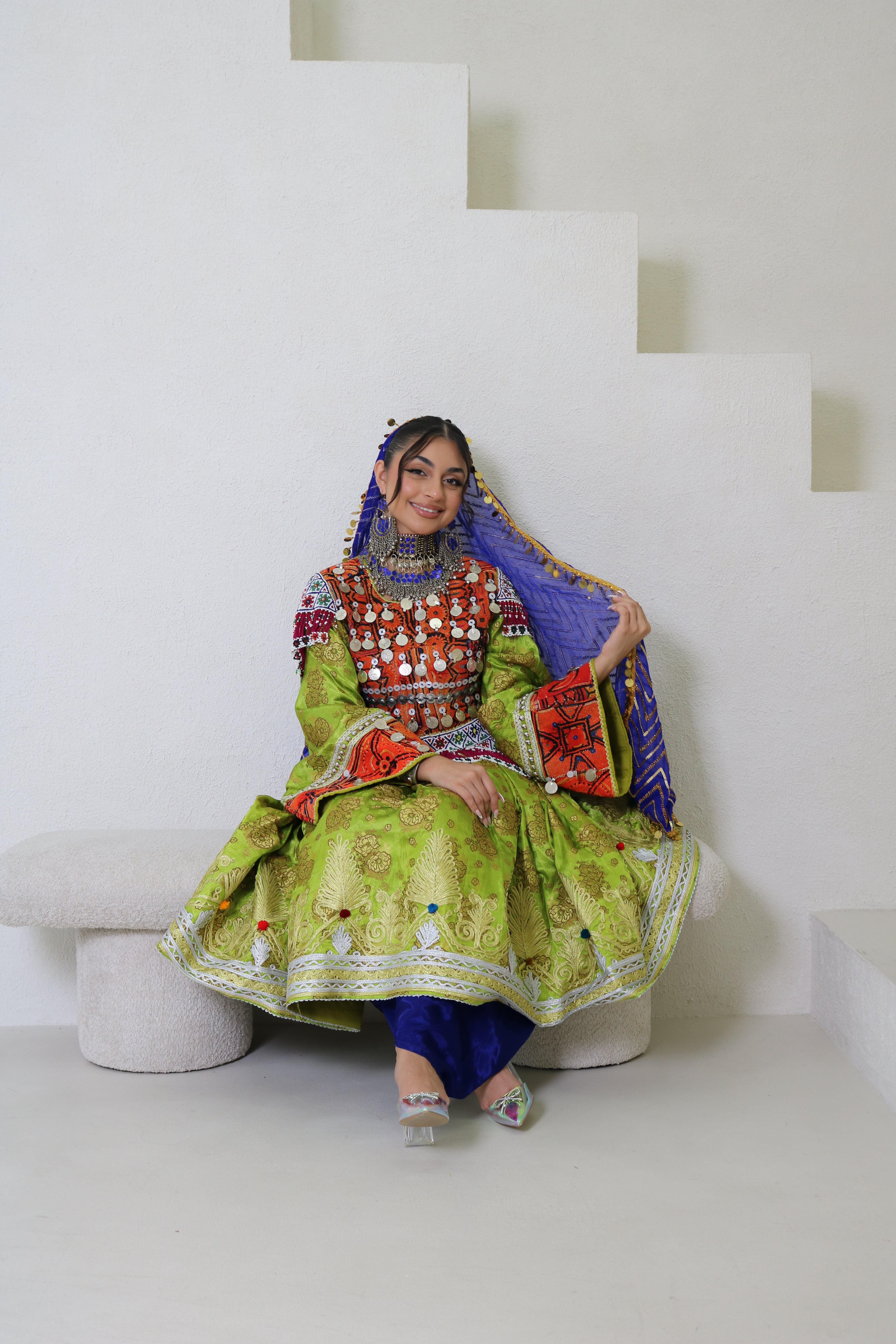 Farzana Afghan Kuchi Dress (mint green)