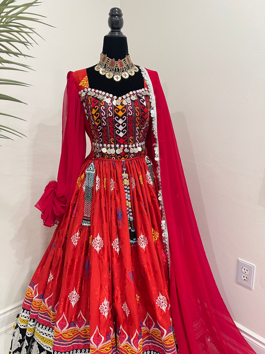 Nelofar Afghan Kuchi Dress - Red