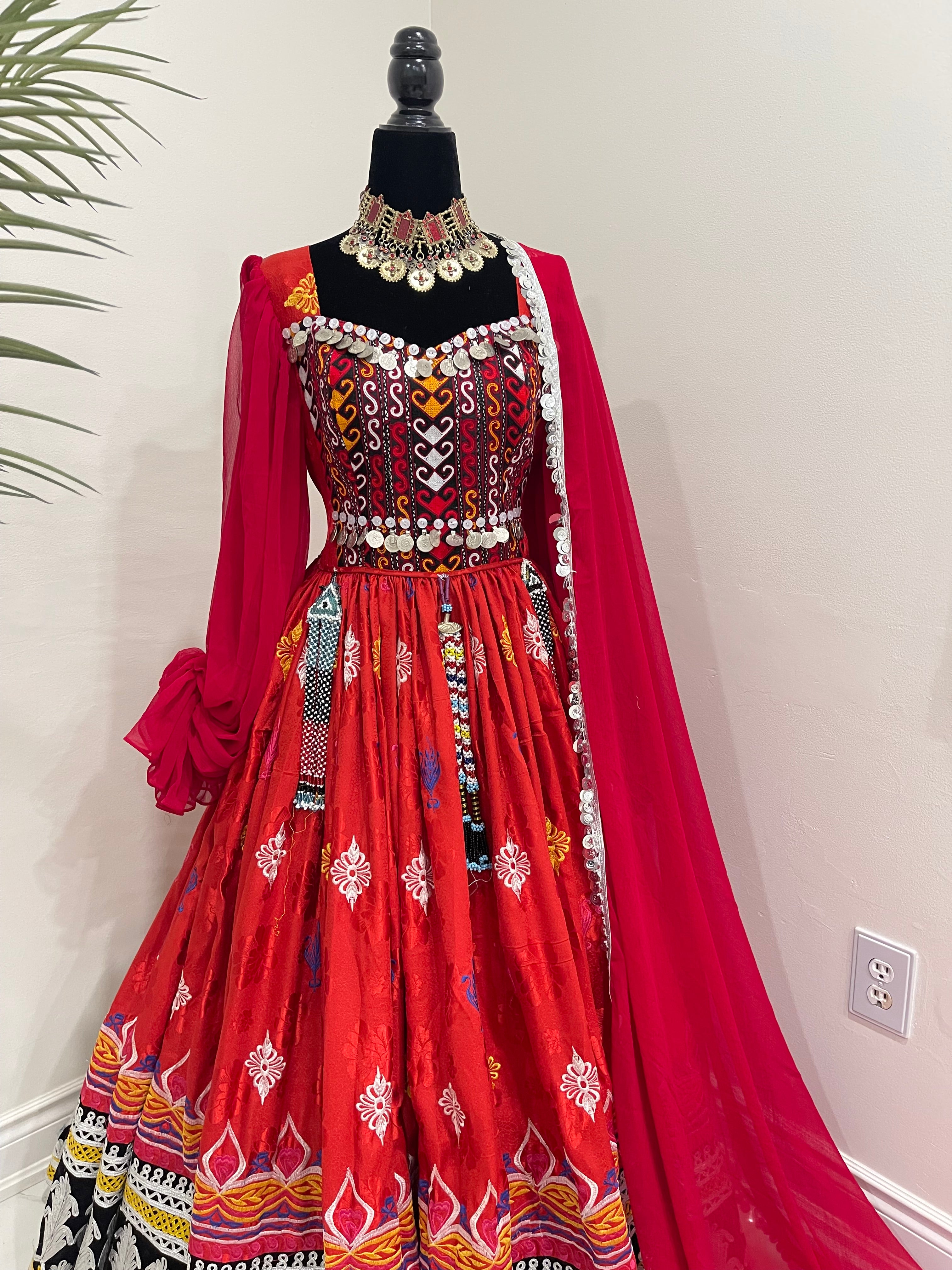 Nelofar Afghan Kuchi Dress - Red
