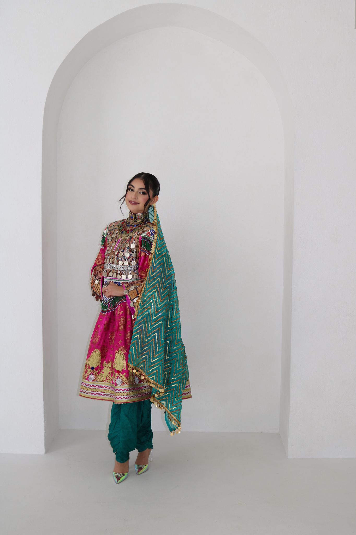 Farzana Afghan Kuchi Dress (pink)