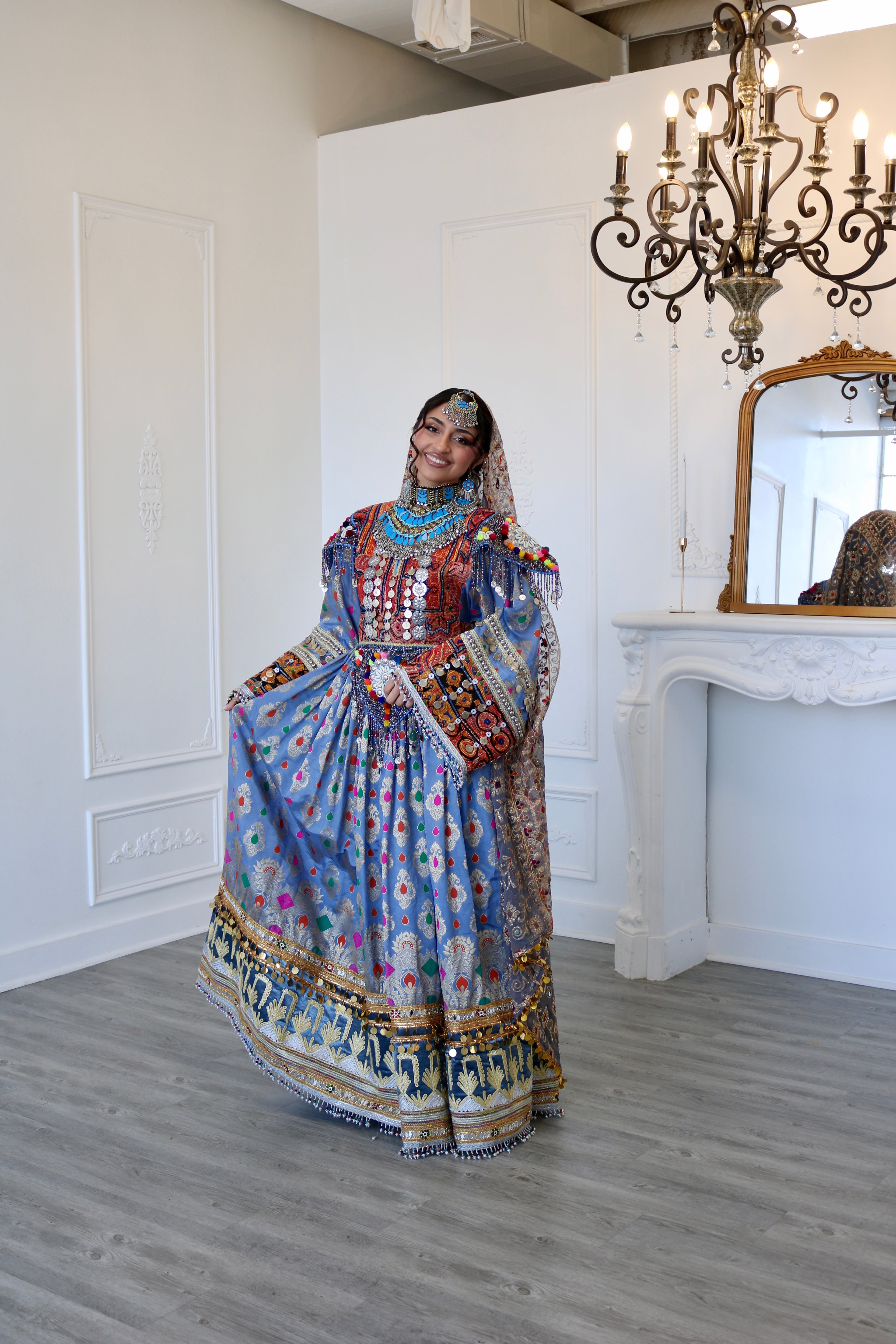 Mursal Afghan Kuchi Dress (blue/gray)