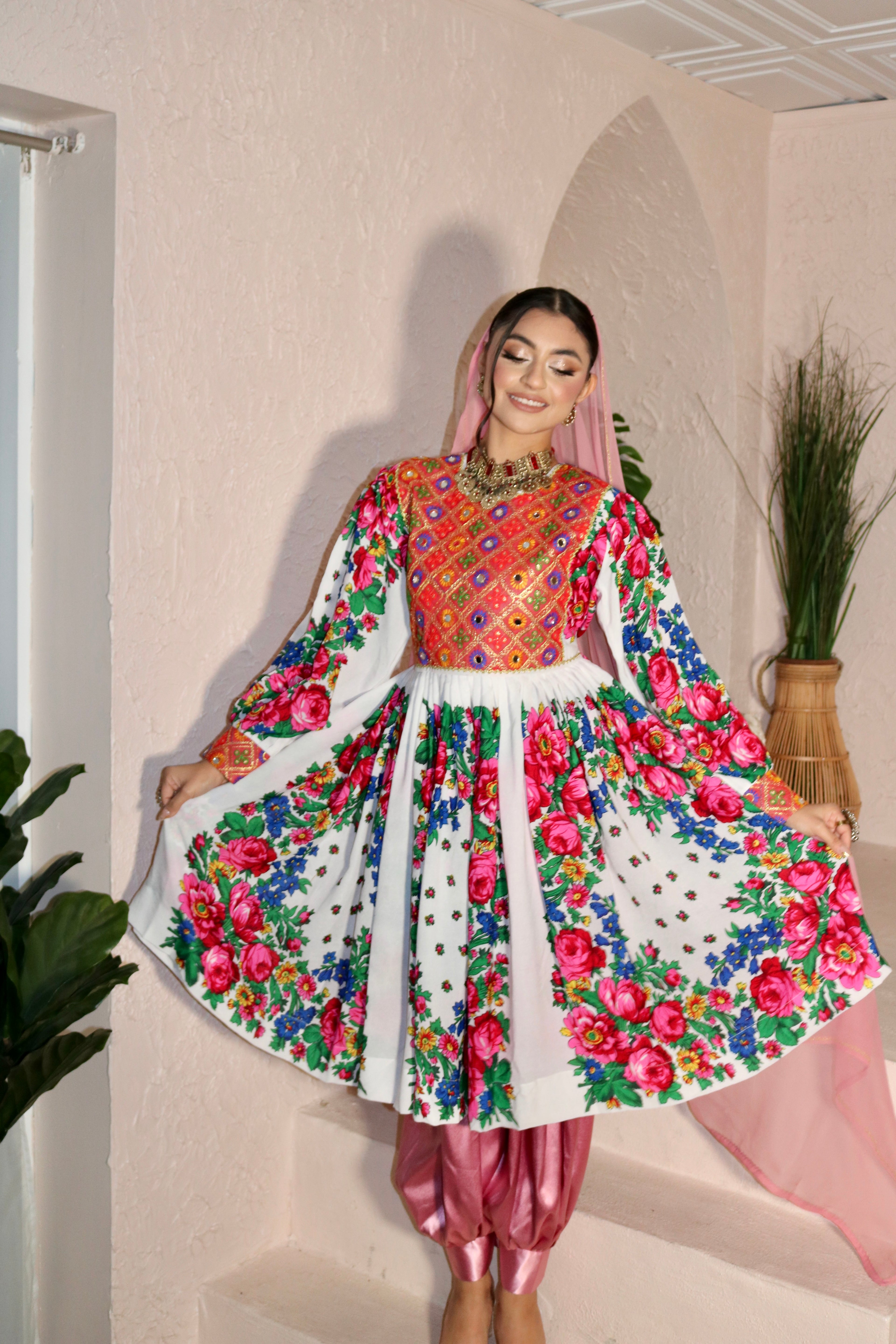 Morsal Afghan Kuchi Dress (white)