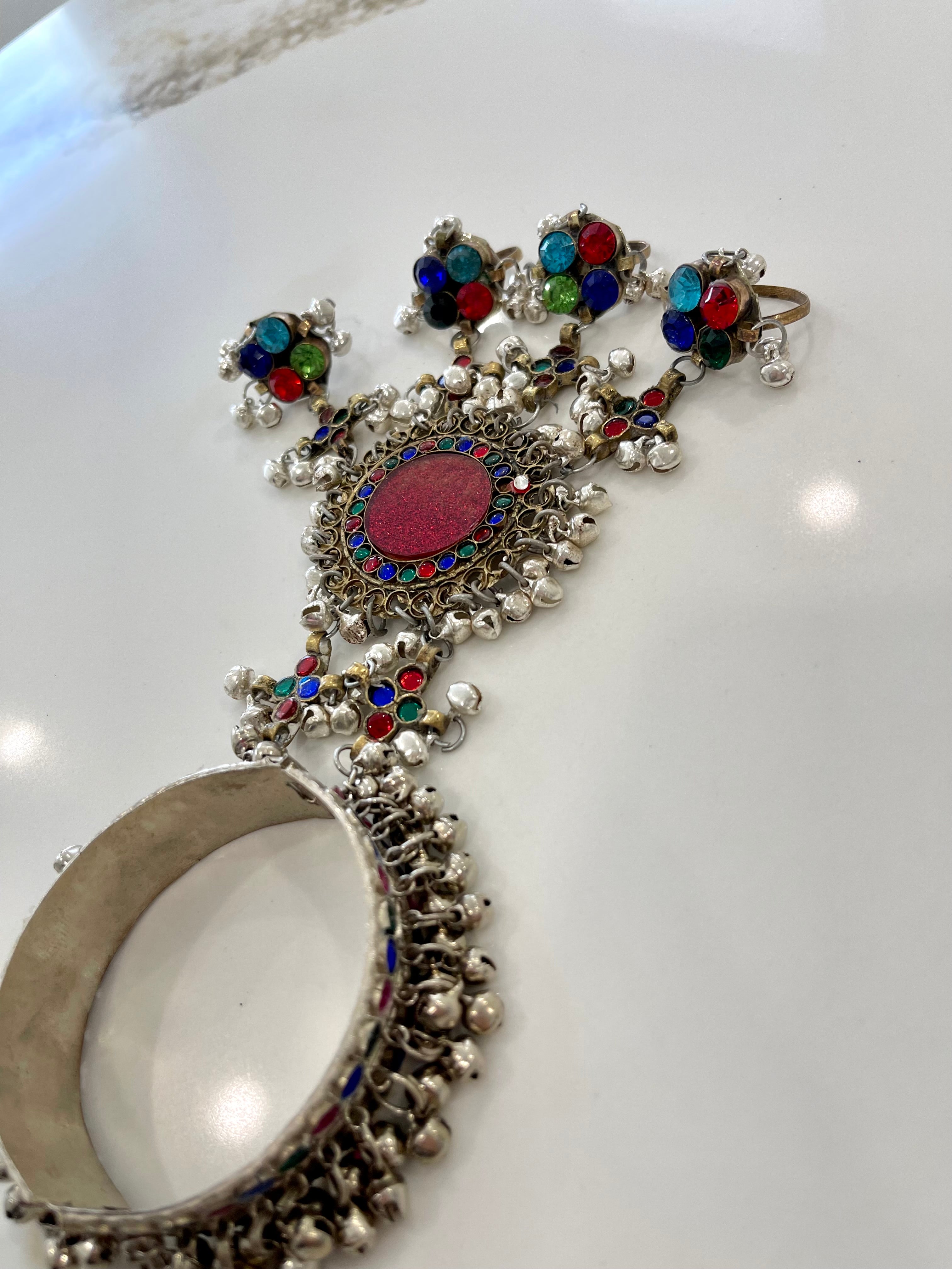 Afghan Handmade Bangle Cuff Bangles With multicolour finger Rings