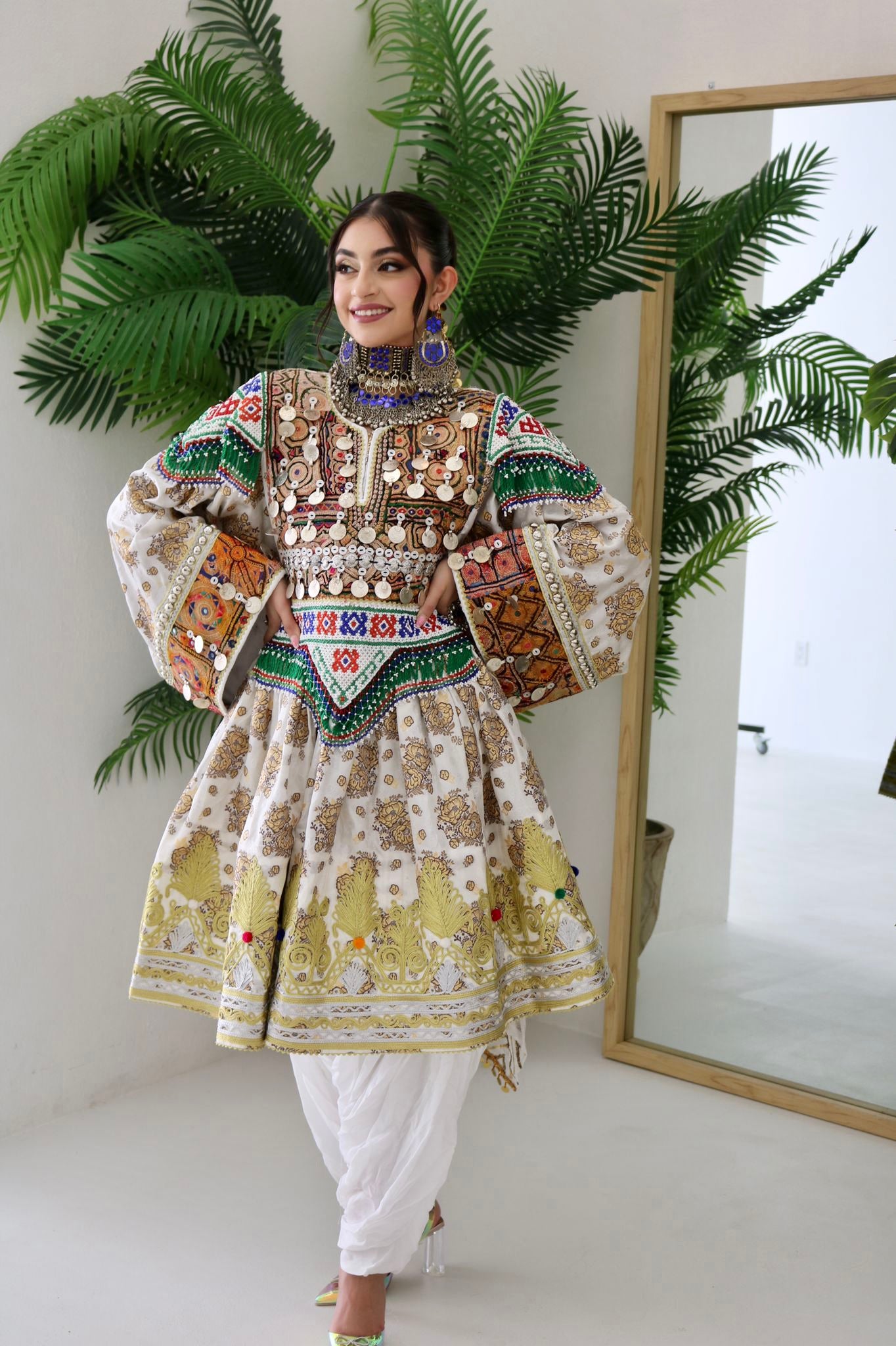 Farzana Afghan Kuchi Dress (white)