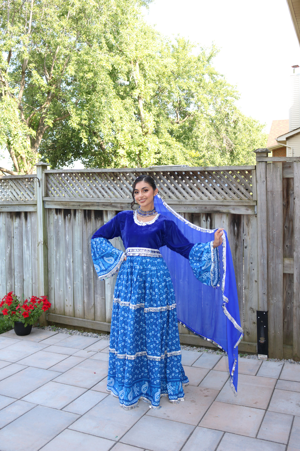 Sarah Afghan Kuchi Dress ( blue)