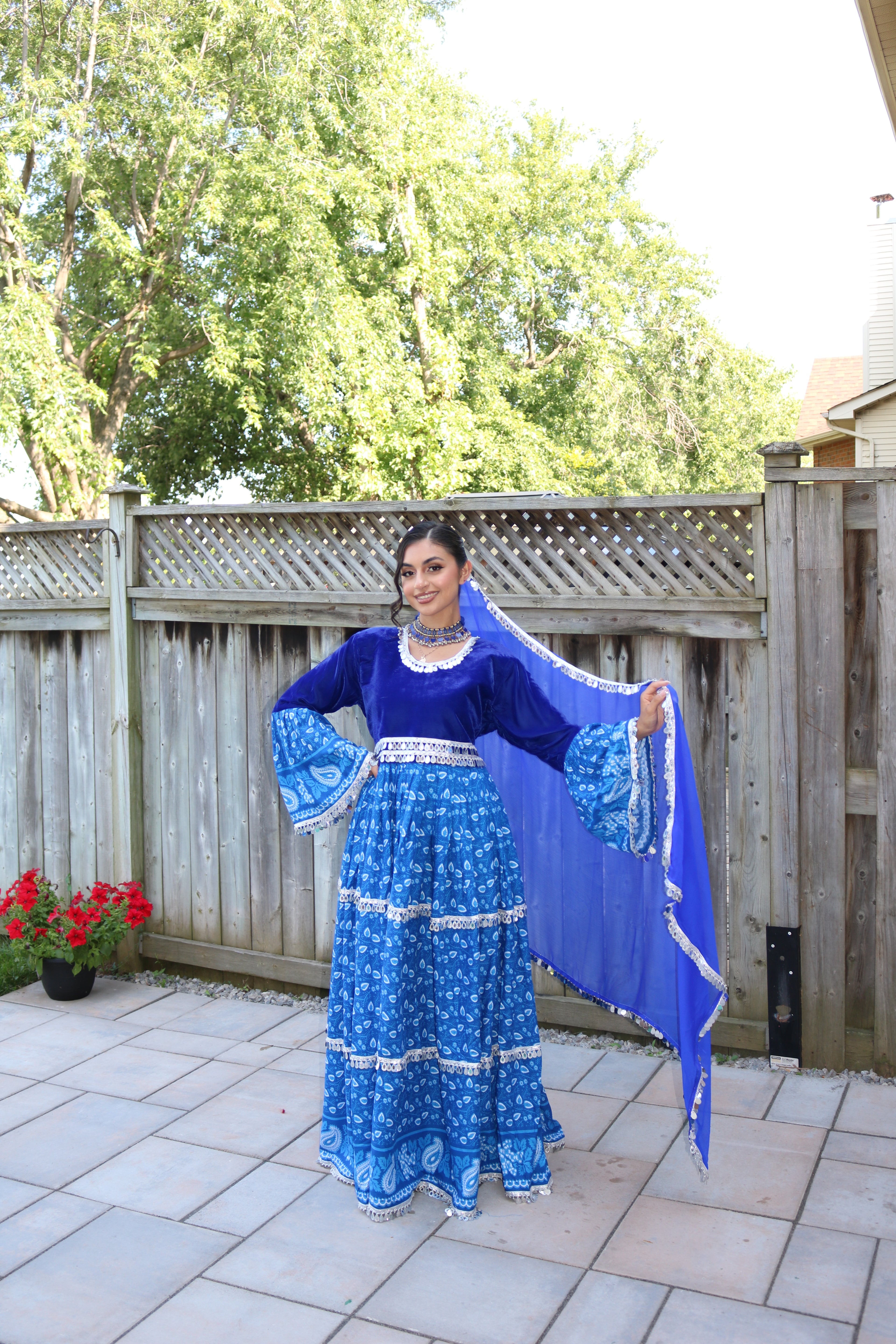 Sarah Afghan Kuchi Dress ( blue)