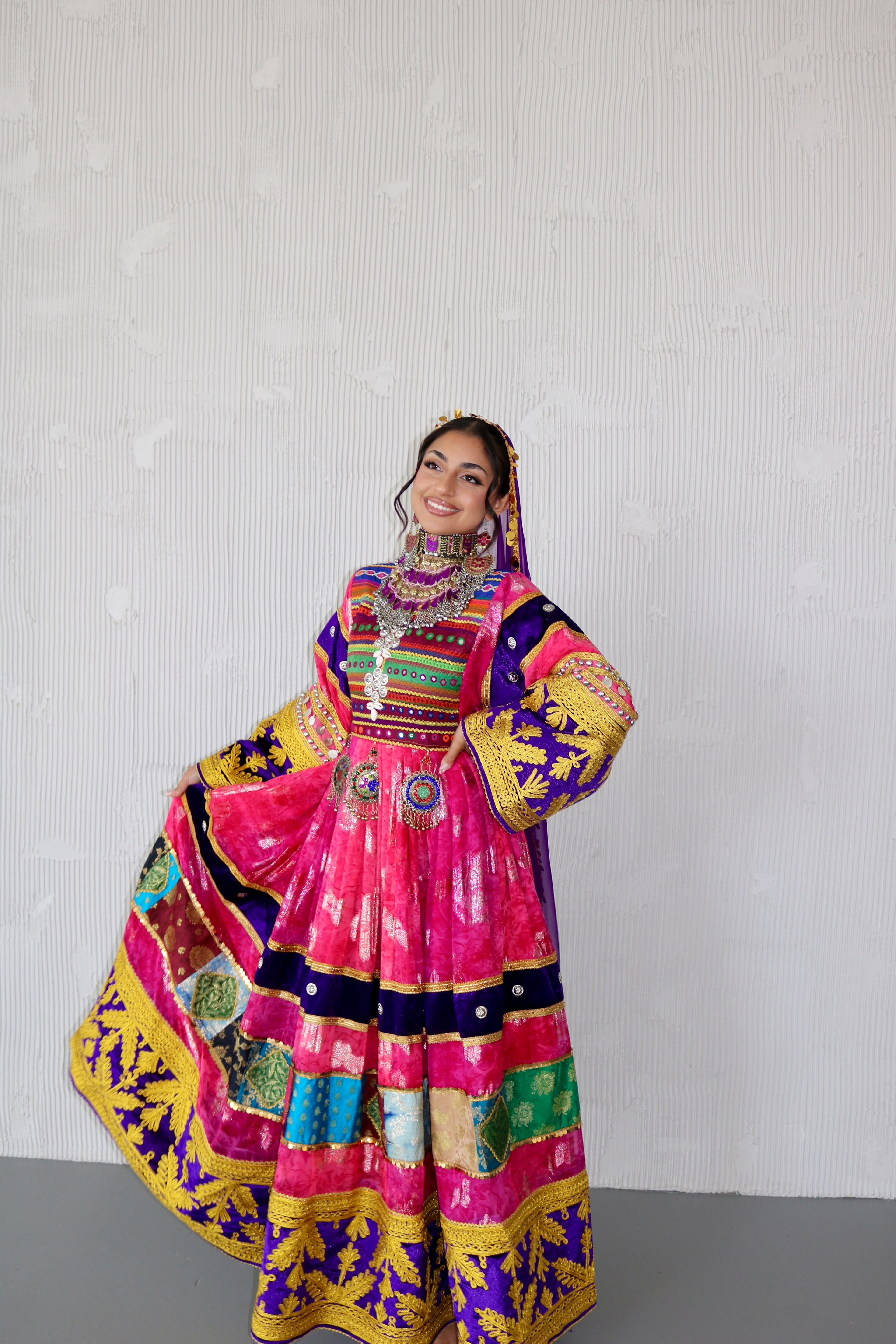 Layma Afghan Kuchi Dress(pink/purple)