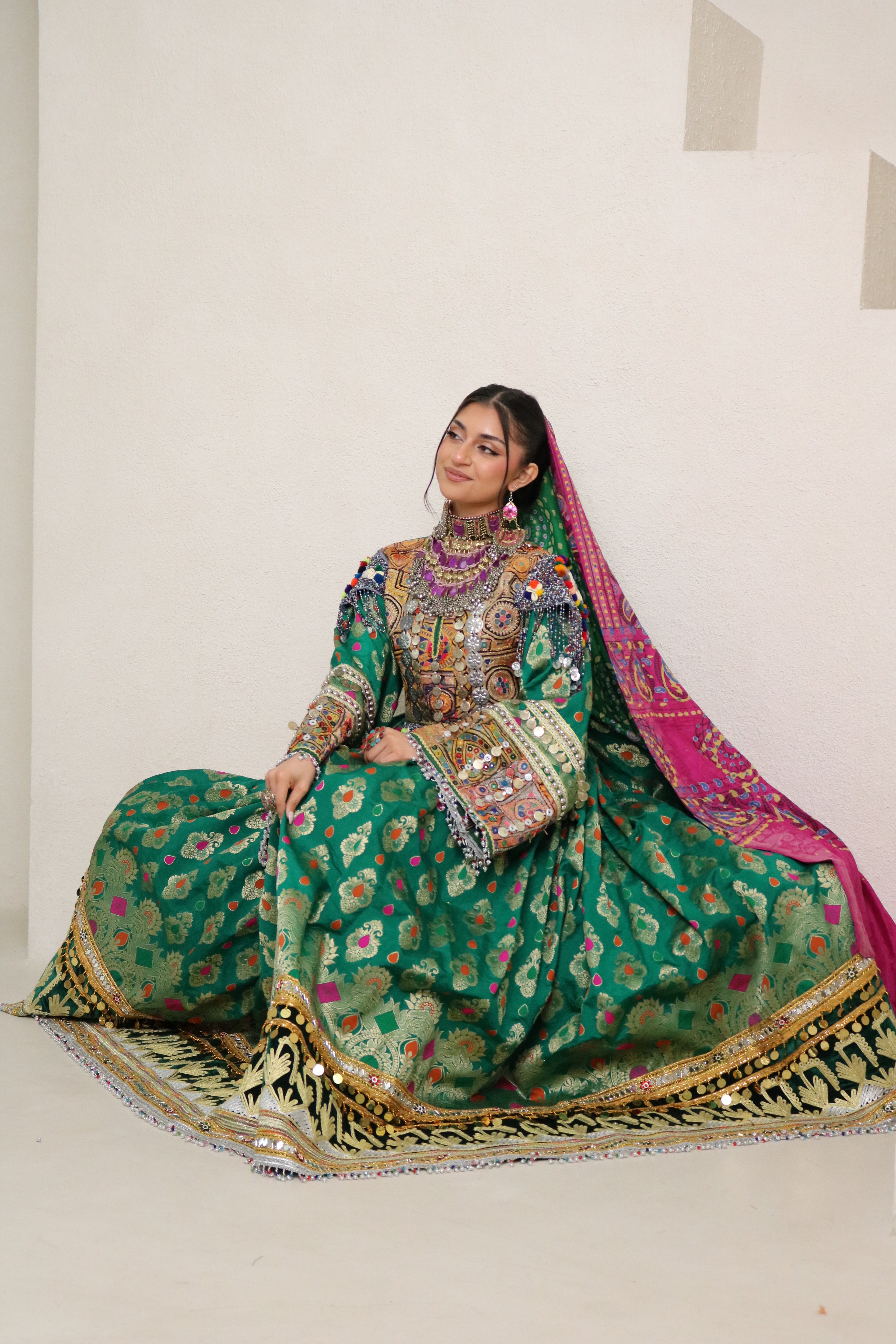 Mursal Afghan Kuchi Dress (green)