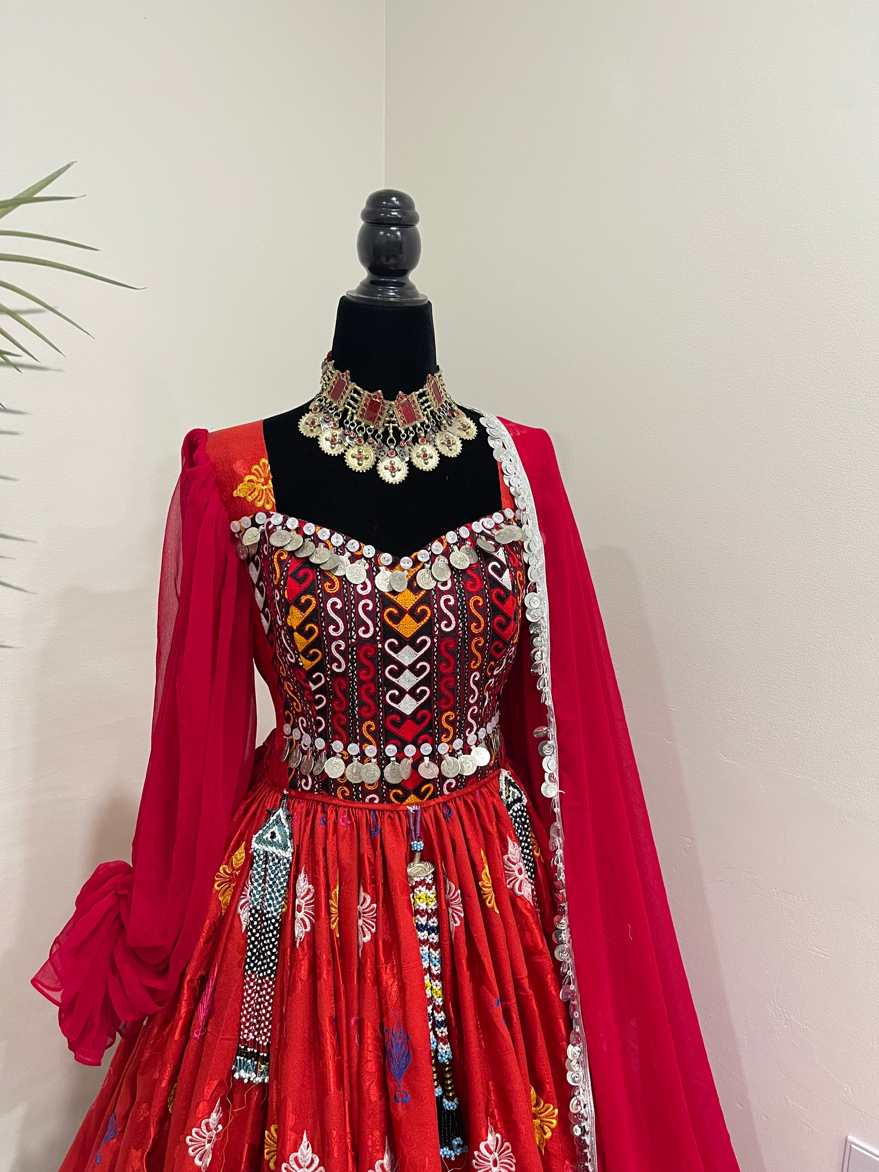 Nelofar Afghan Kuchi Dress - Red