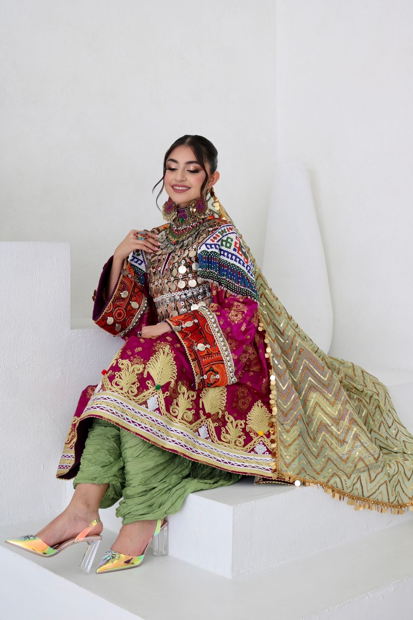 Farzana Afghan Kuchi Dress (purple)