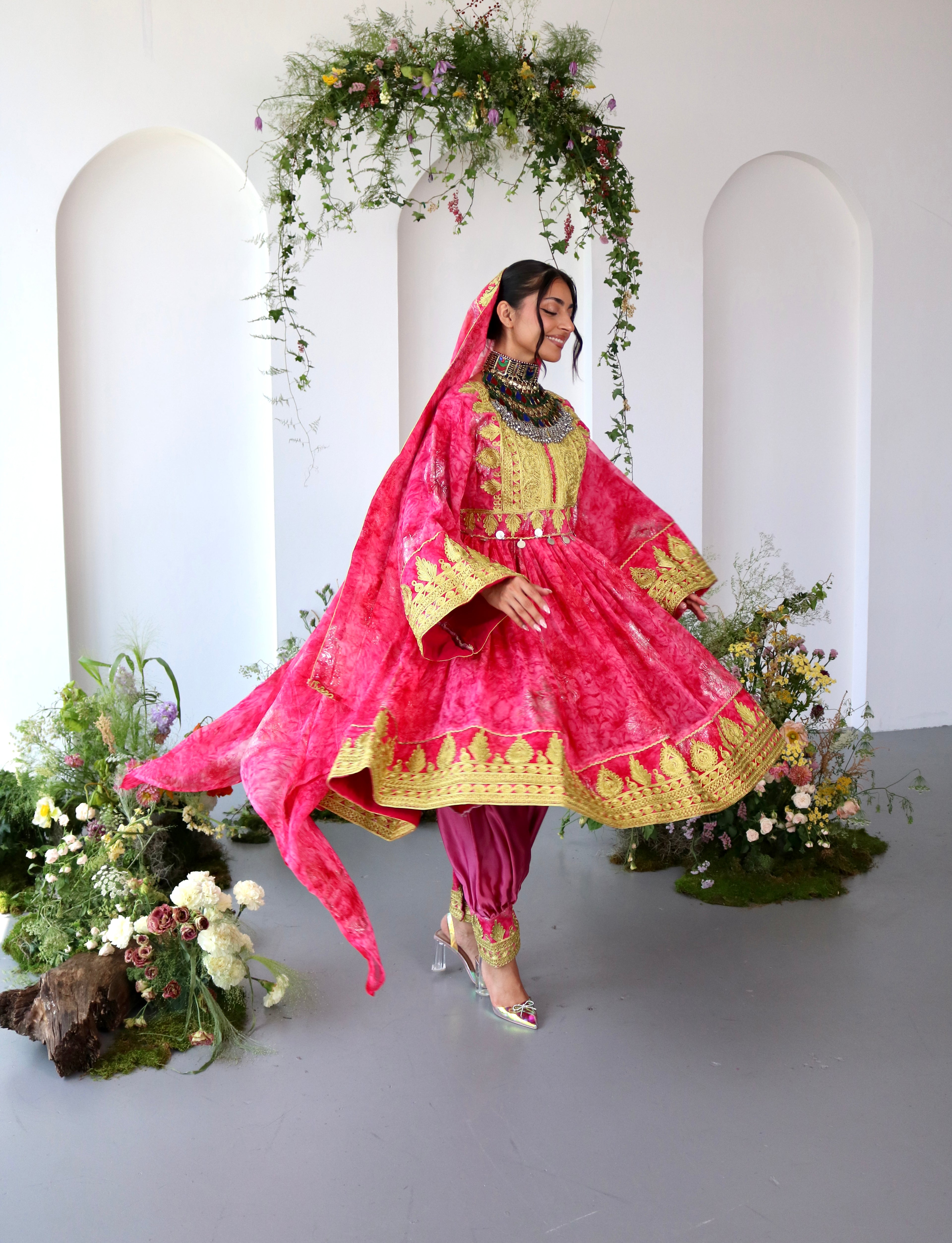 Farah Afghan Kuchi Dress (pink)