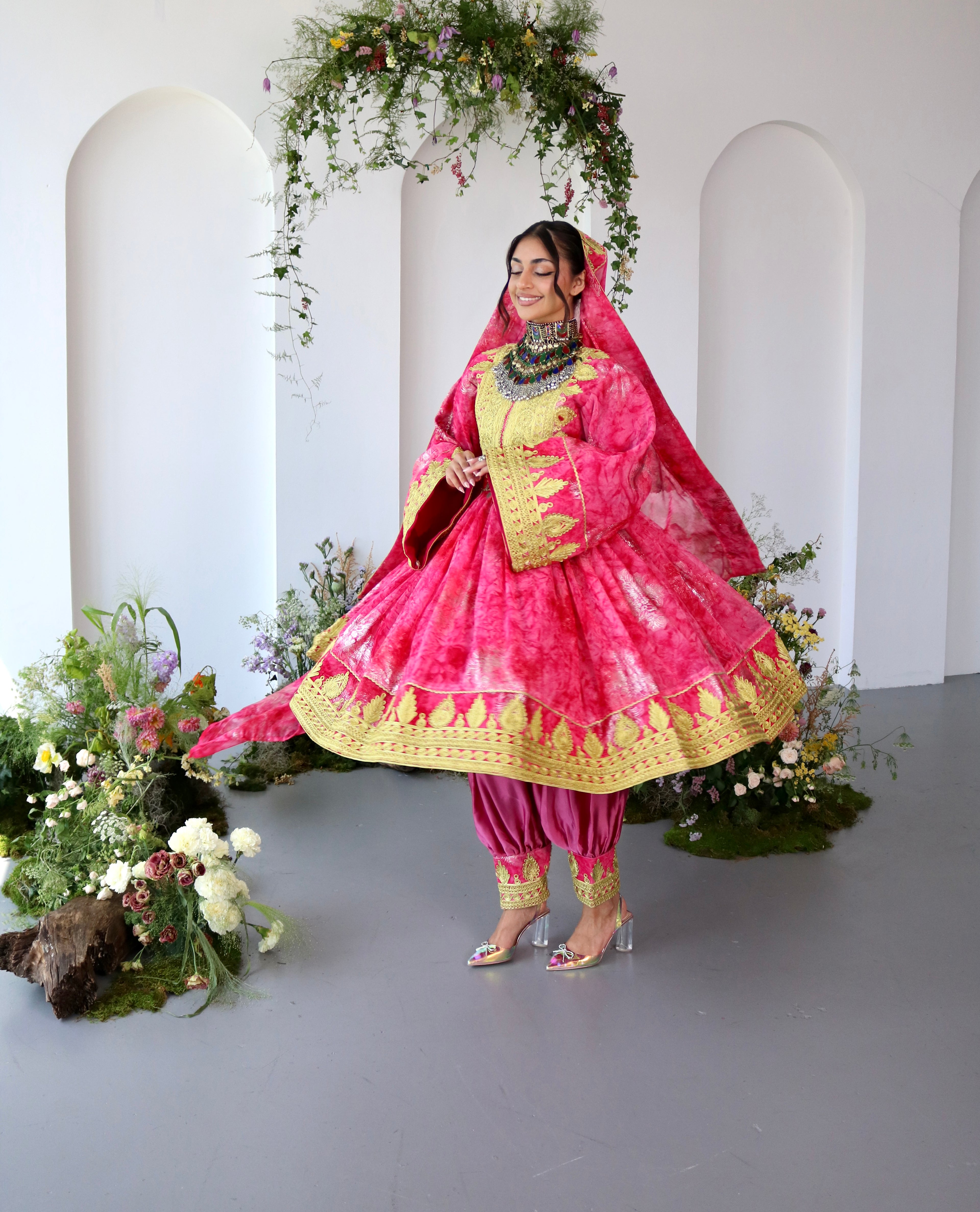 Farah Afghan Kuchi Dress (pink)