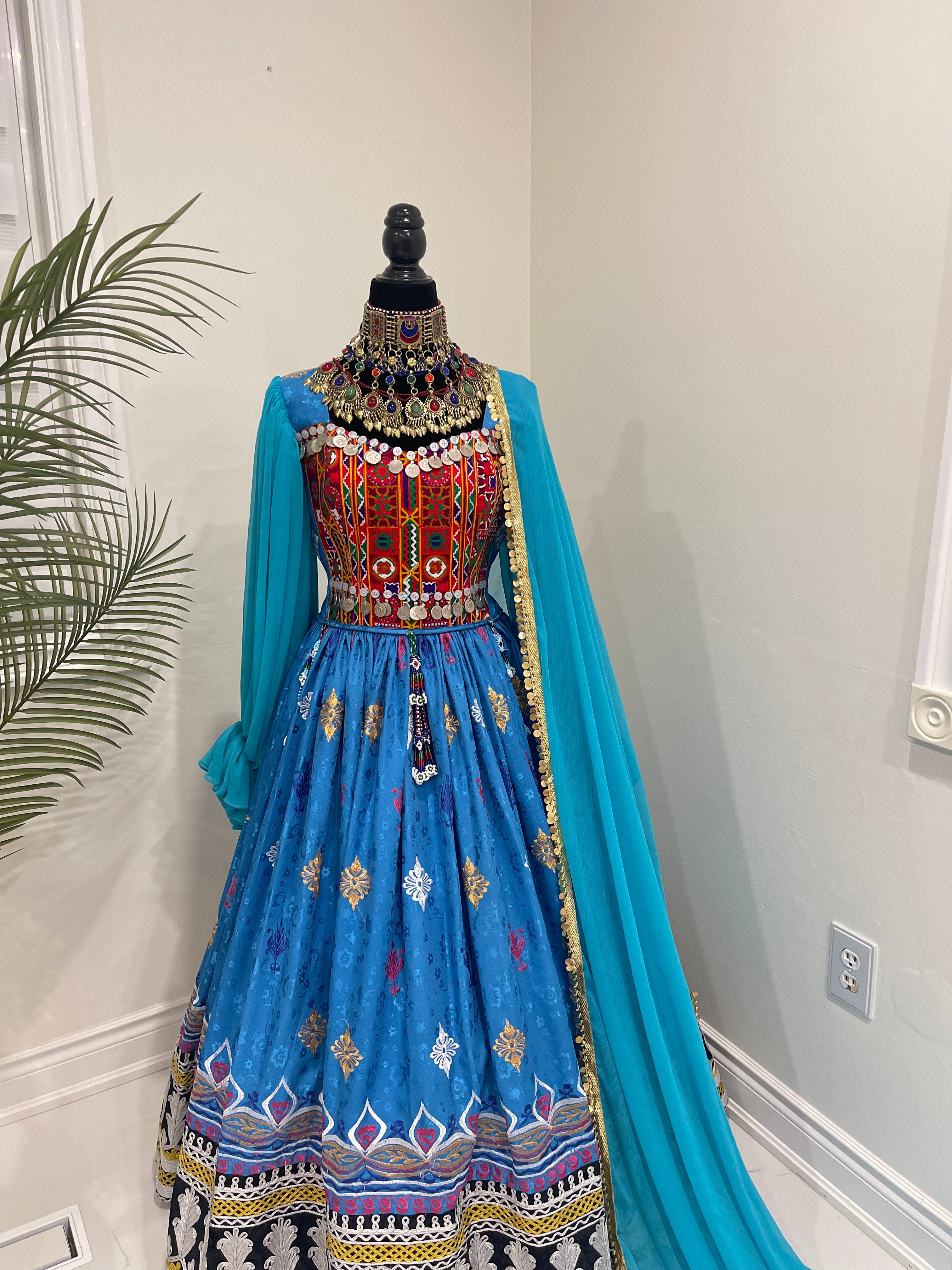 Nelofar Afghan Kuchi Dress - Blue