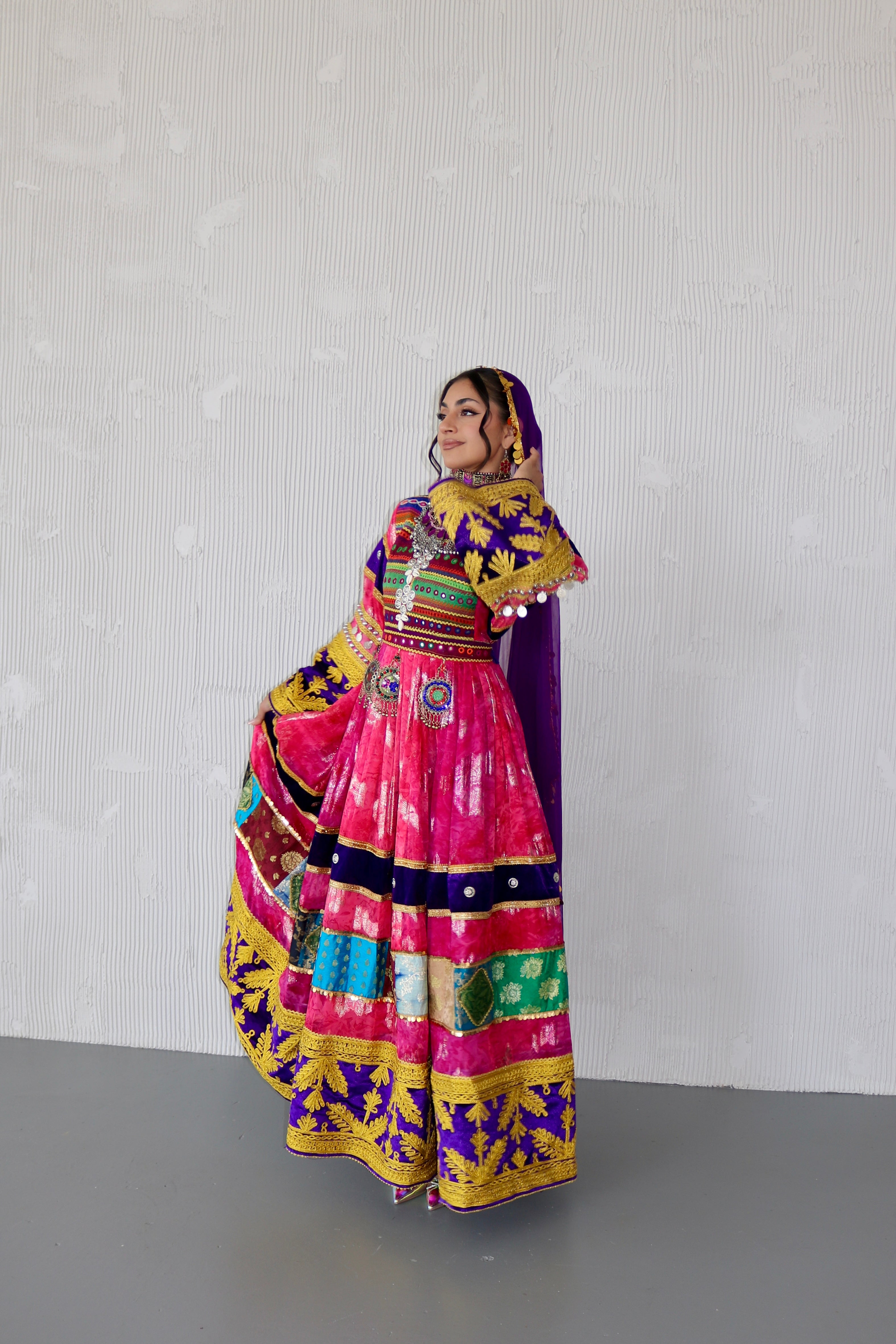 Layma Afghan Kuchi Dress(pink/purple)