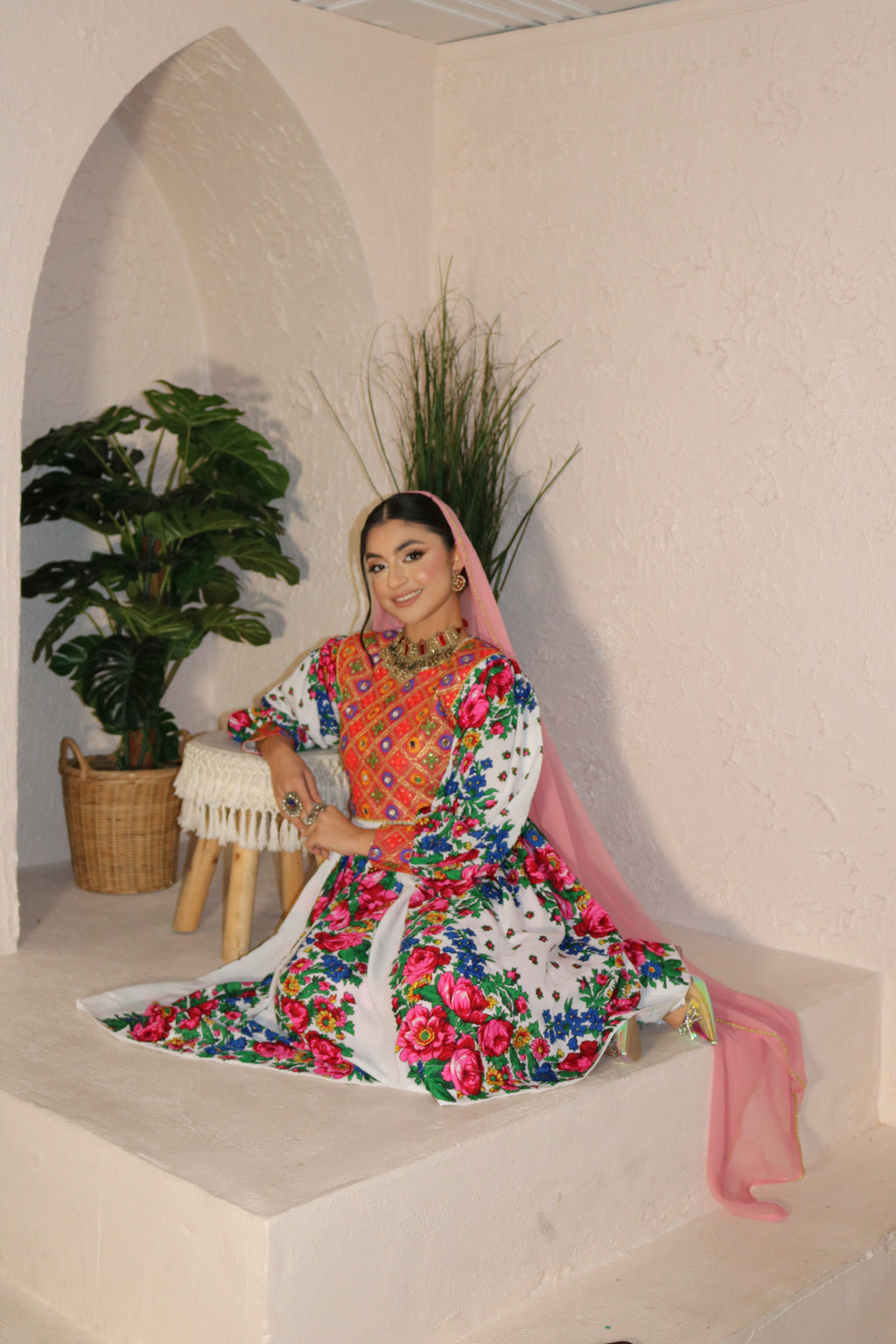 Morsal Afghan Kuchi Dress (white)