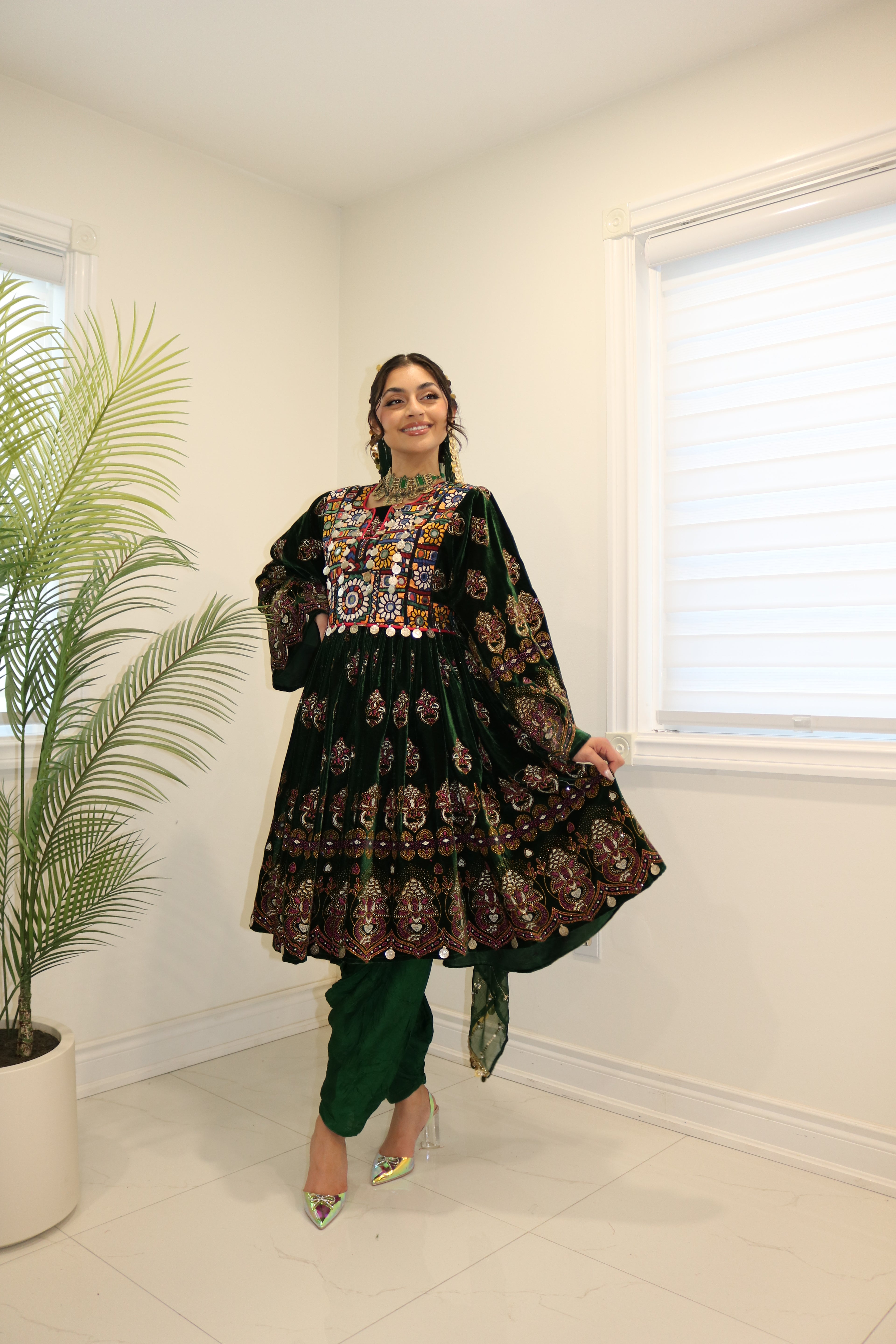 Wahida Afghan Kuchi Dress (green)