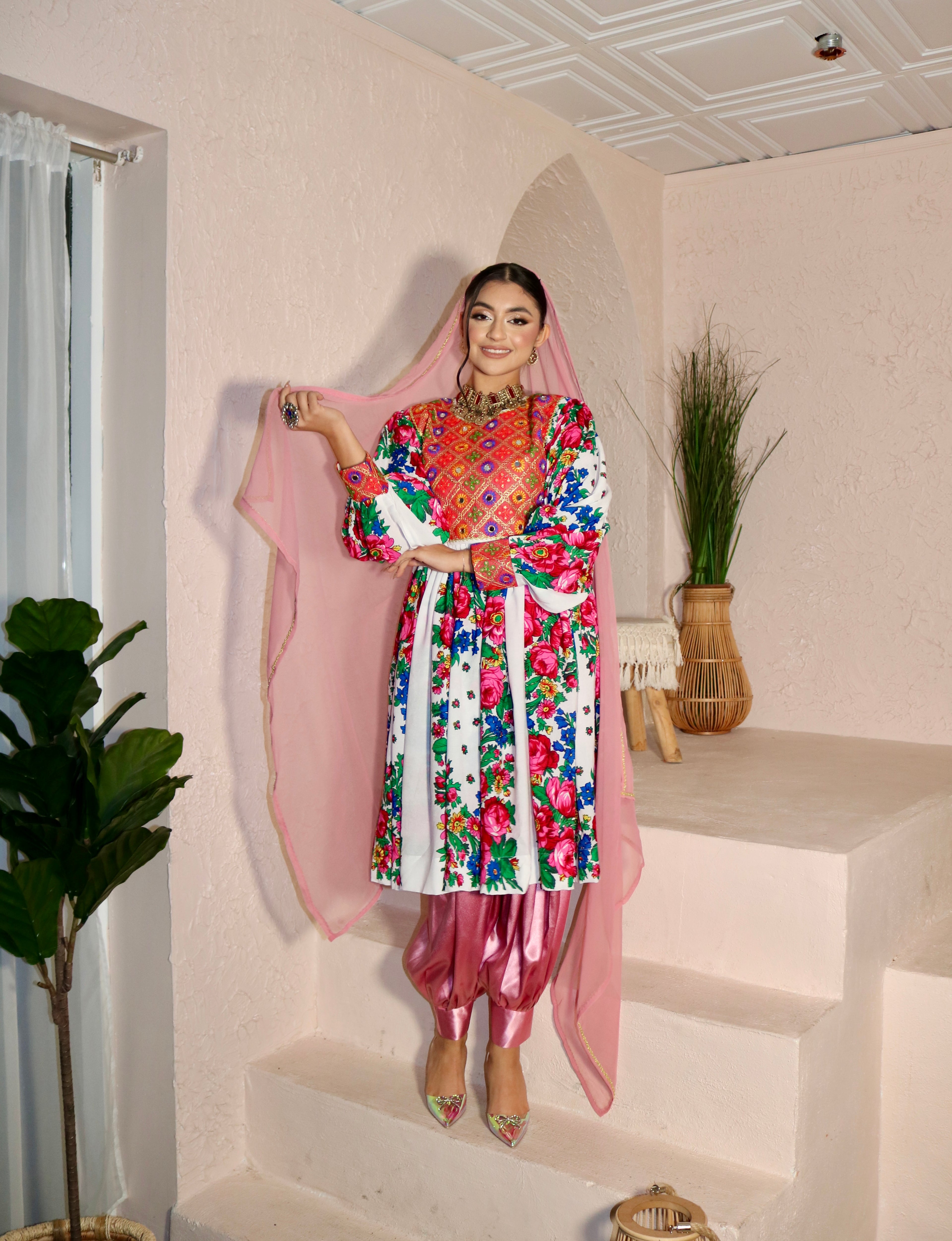 Morsal Afghan Kuchi Dress (white)