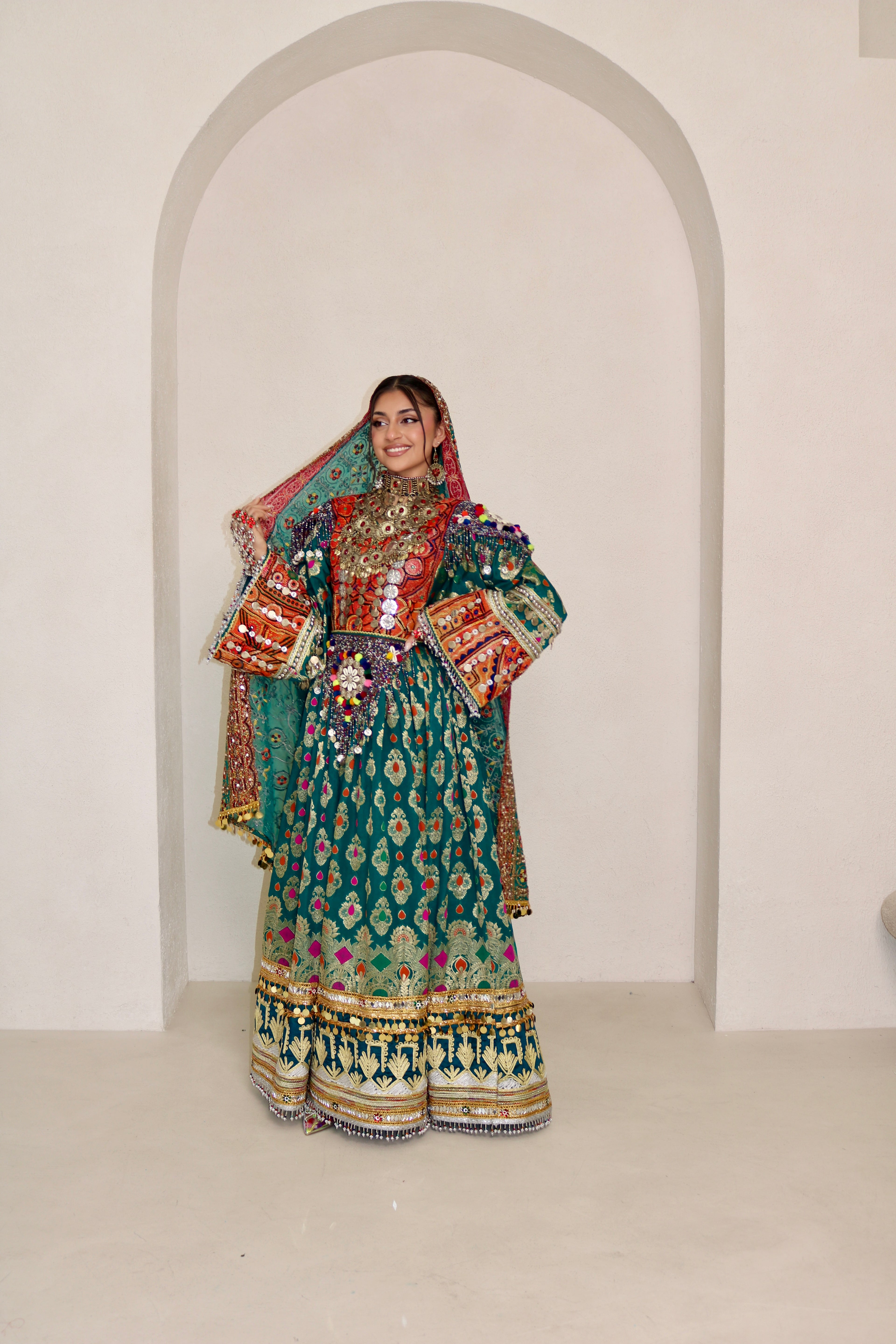 Mursal Afghan Kuchi Dress (sea green)