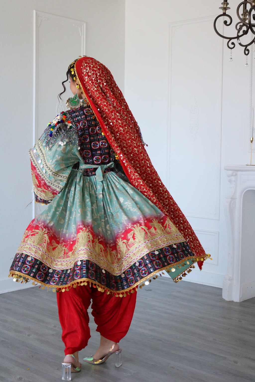 Afghan Kuchi Dress (blue/red)