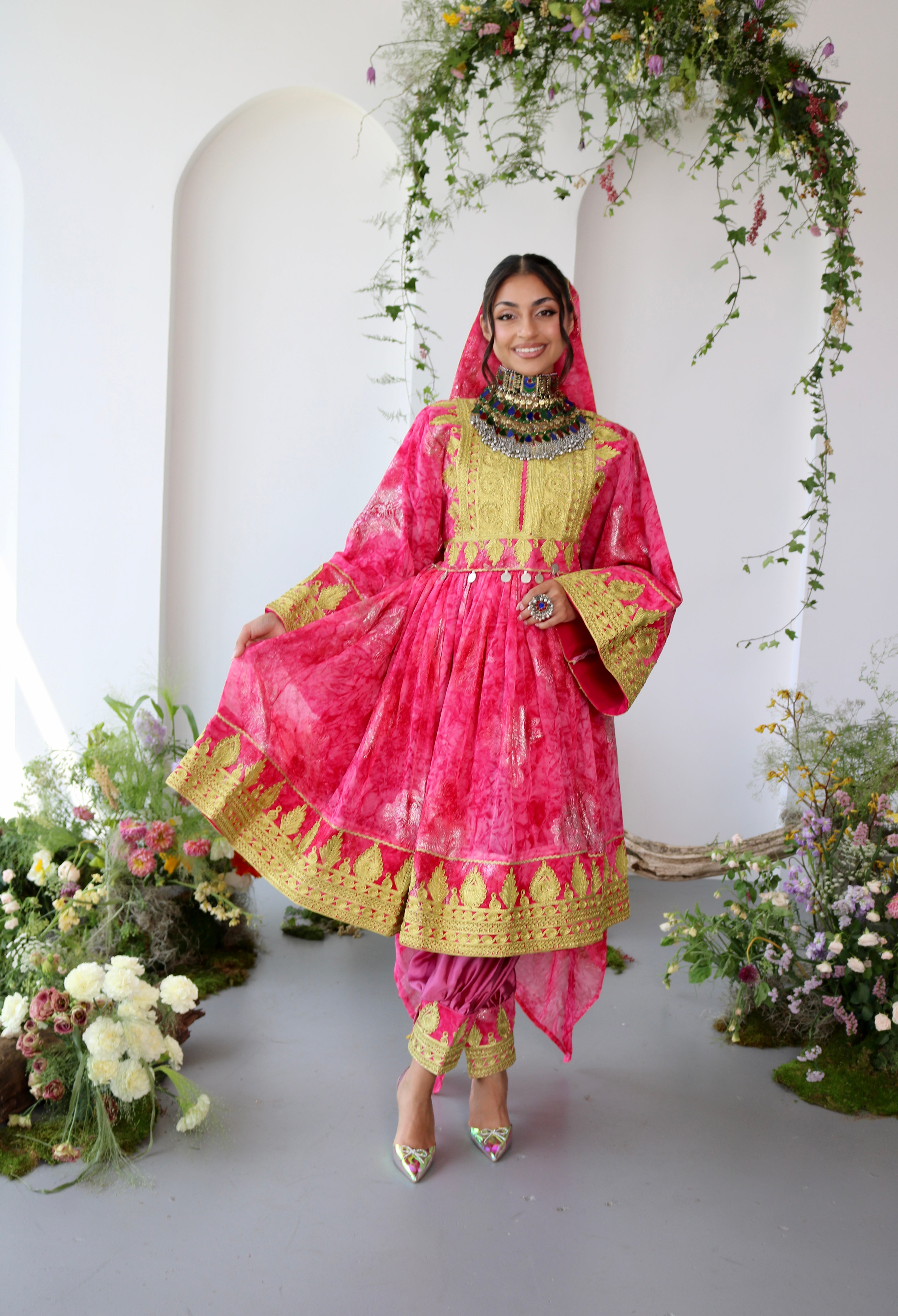 Farah Afghan Kuchi Dress (pink)
