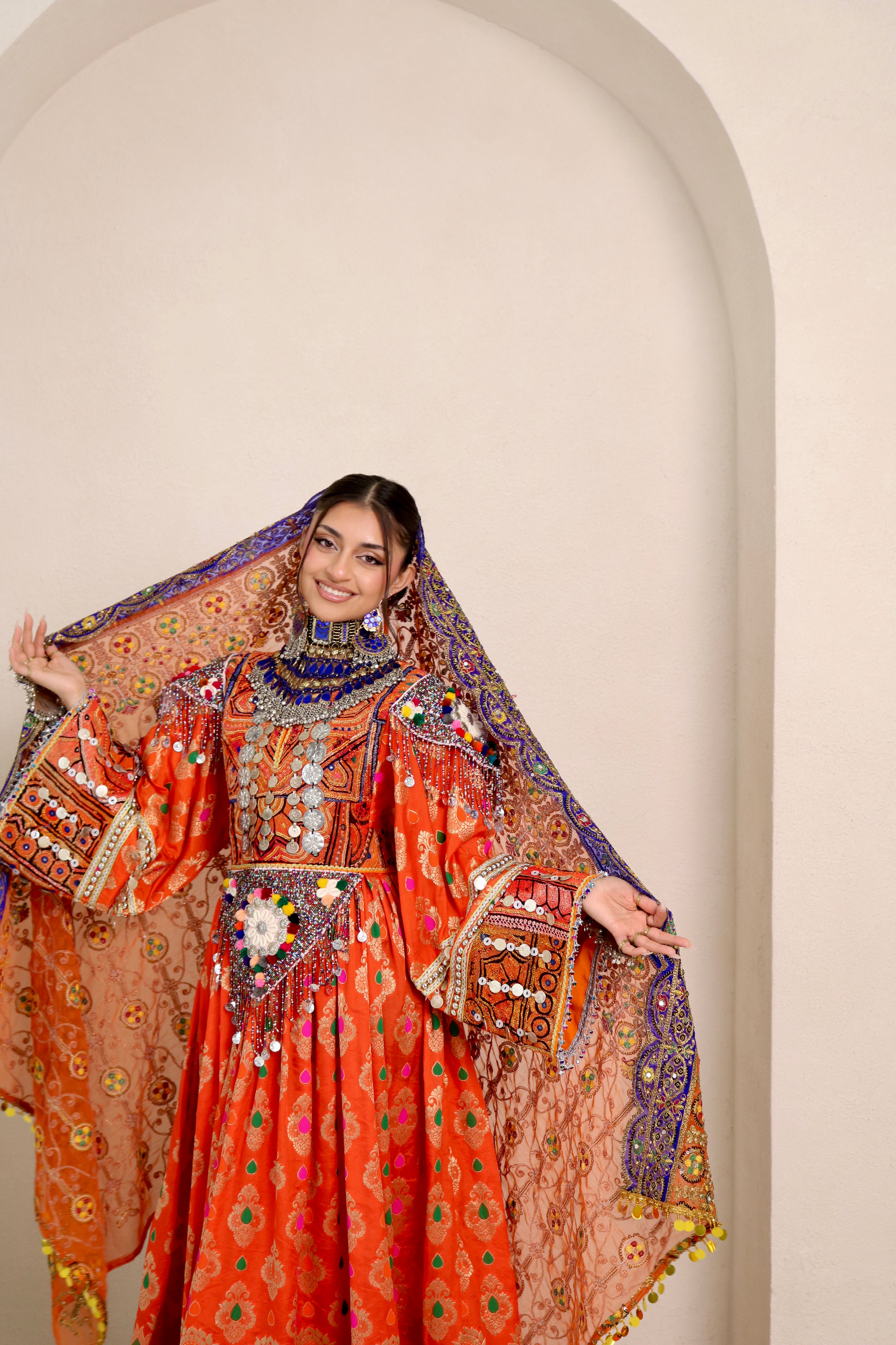 Mursal Afghan Kuchi Dress (orange)