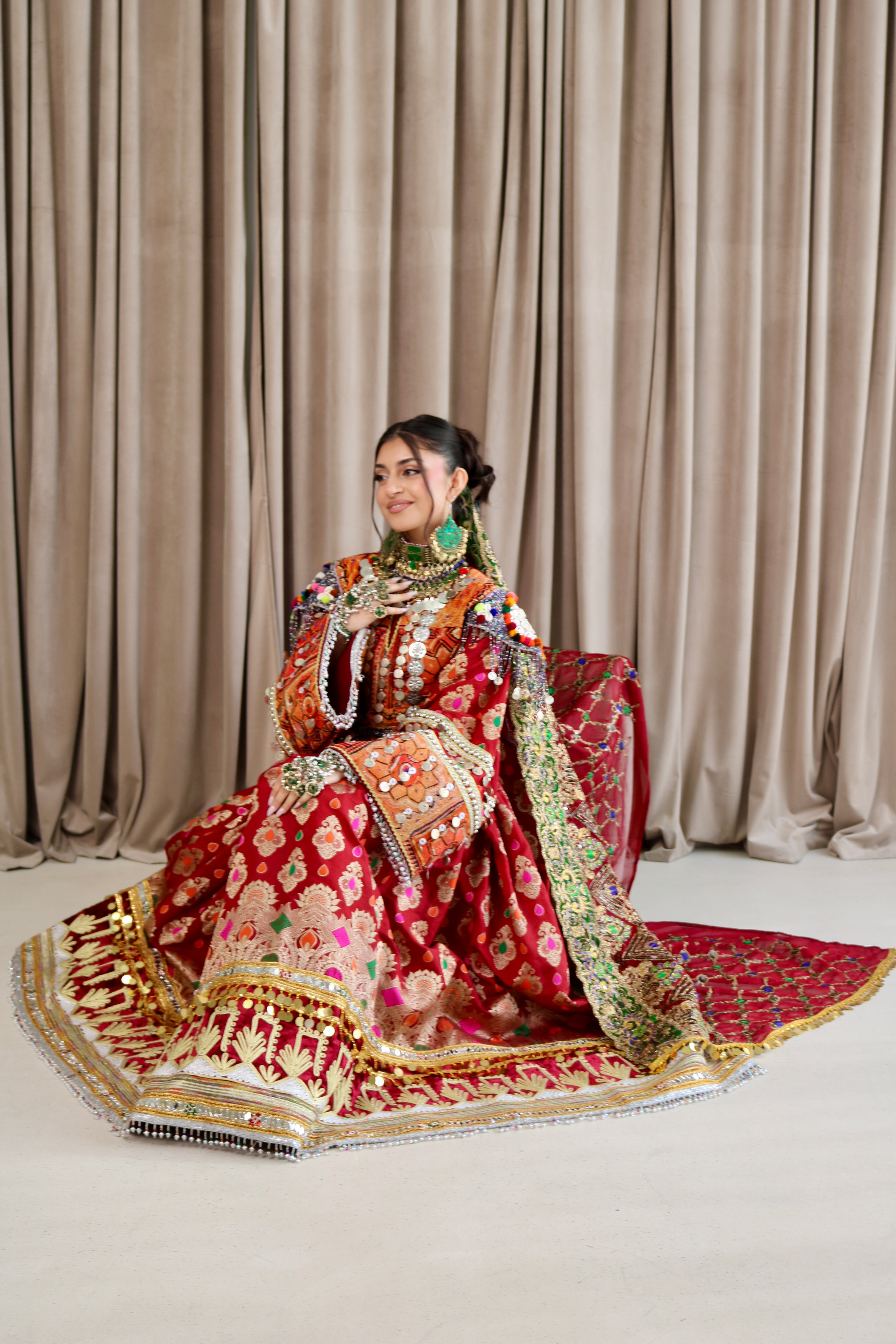 Mursal Afghan Kuchi Dress (maroon)